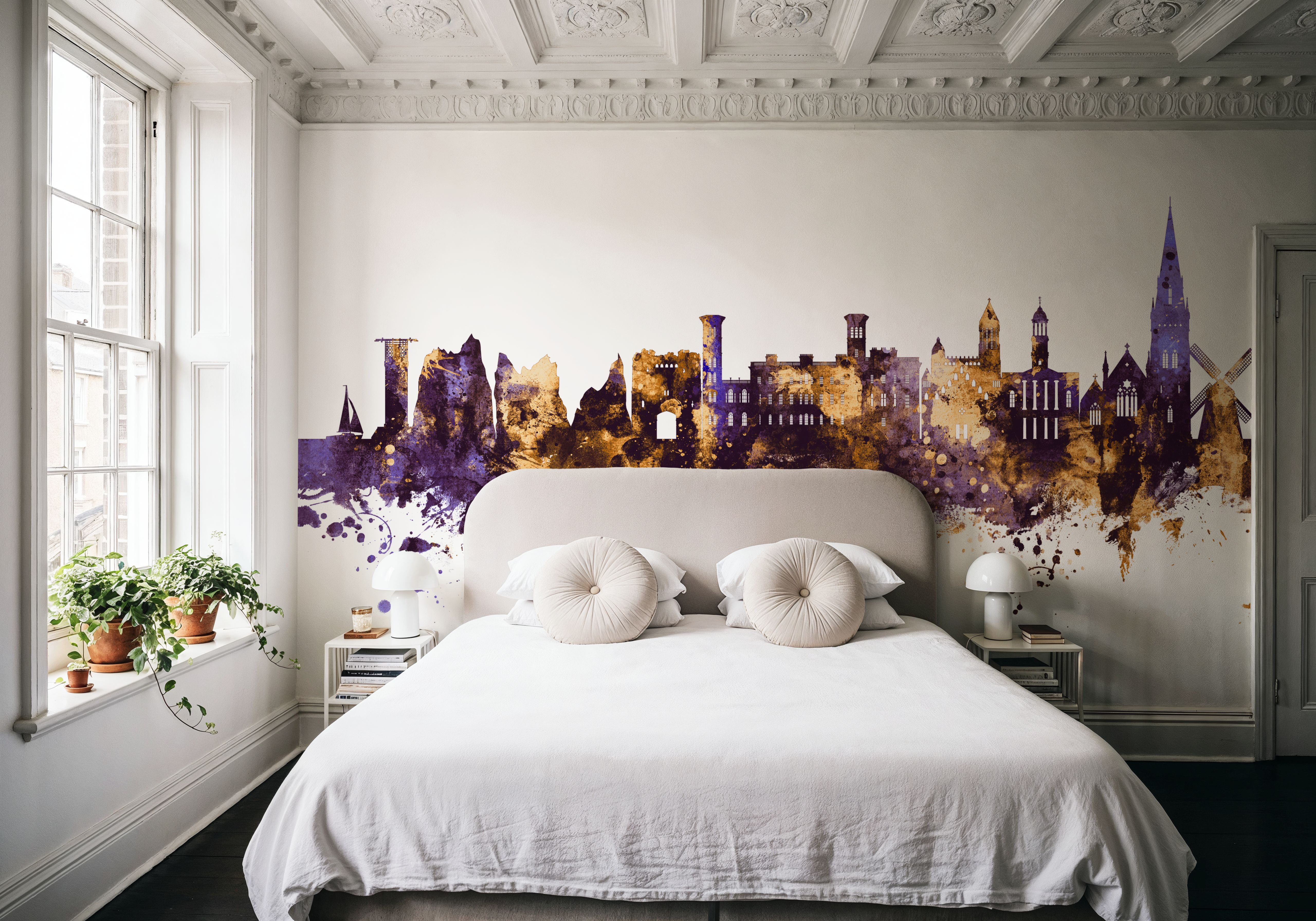 Isle of Wight England Skyline Purple & Gold
