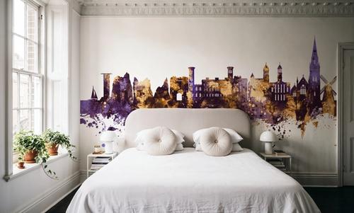 Isle of Wight England Skyline Purple & Gold