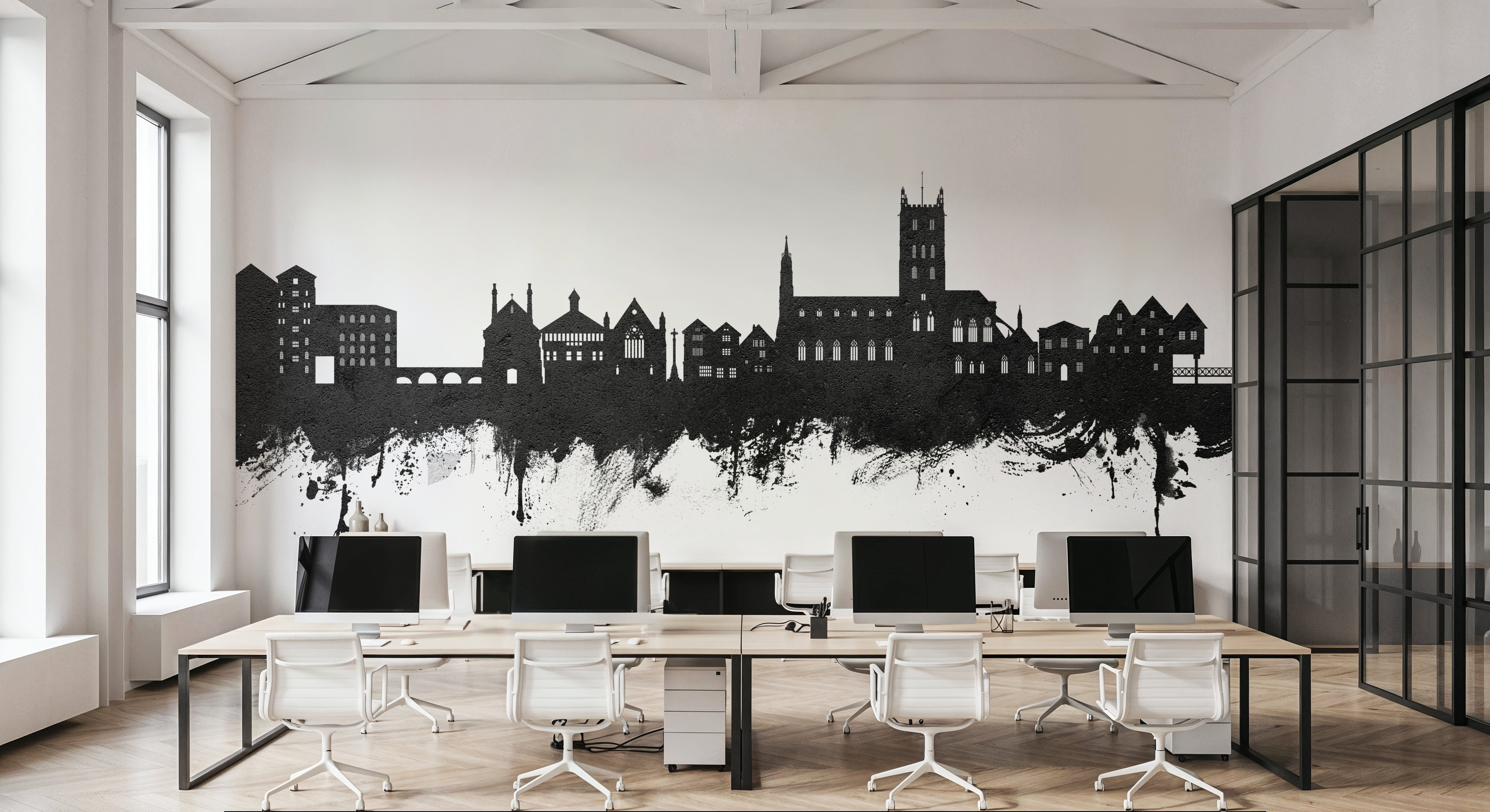 Tewkesbury England Skyline Blck & White