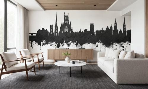 Worcester England Skyline Black & White