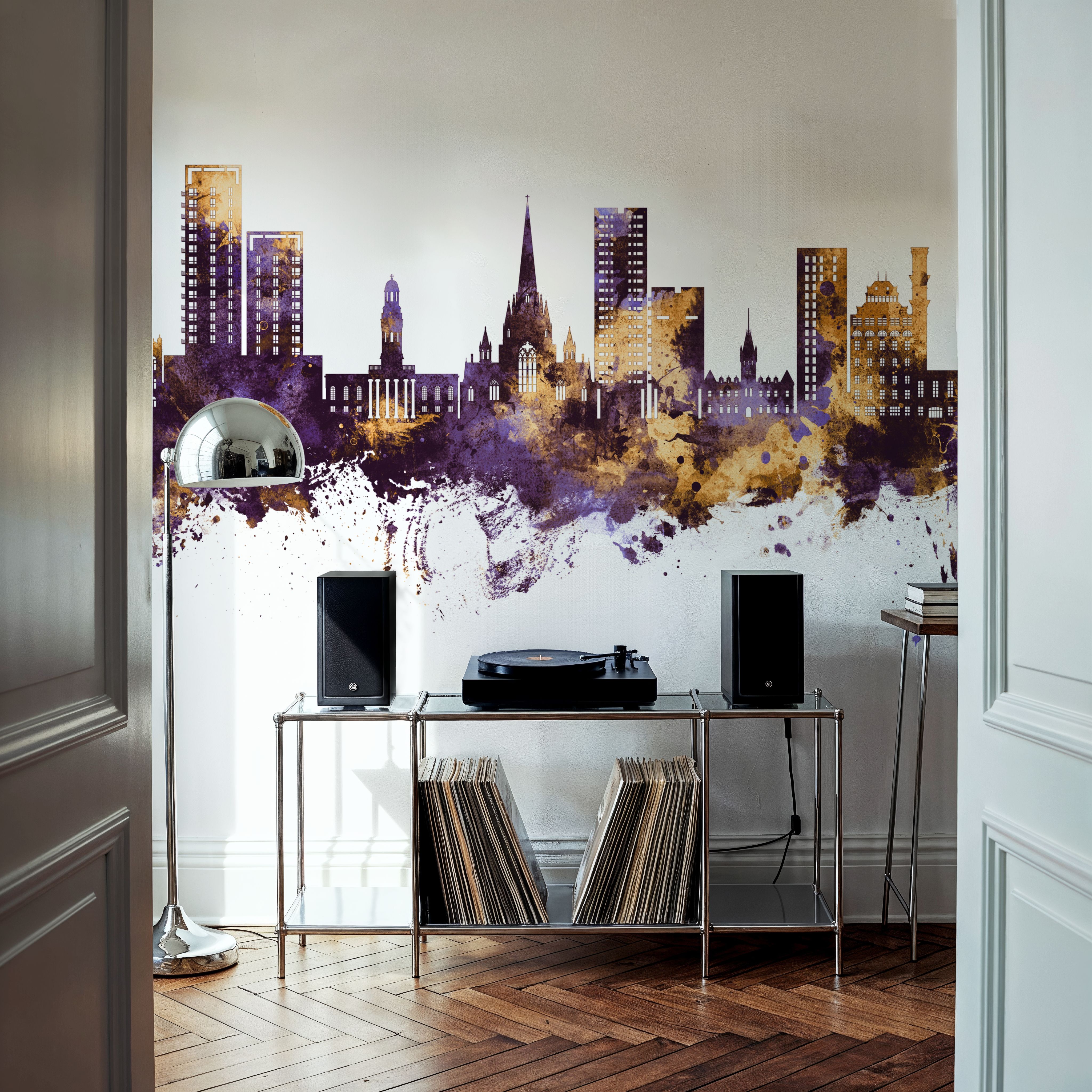 Salford England Skyline Purple & Gold