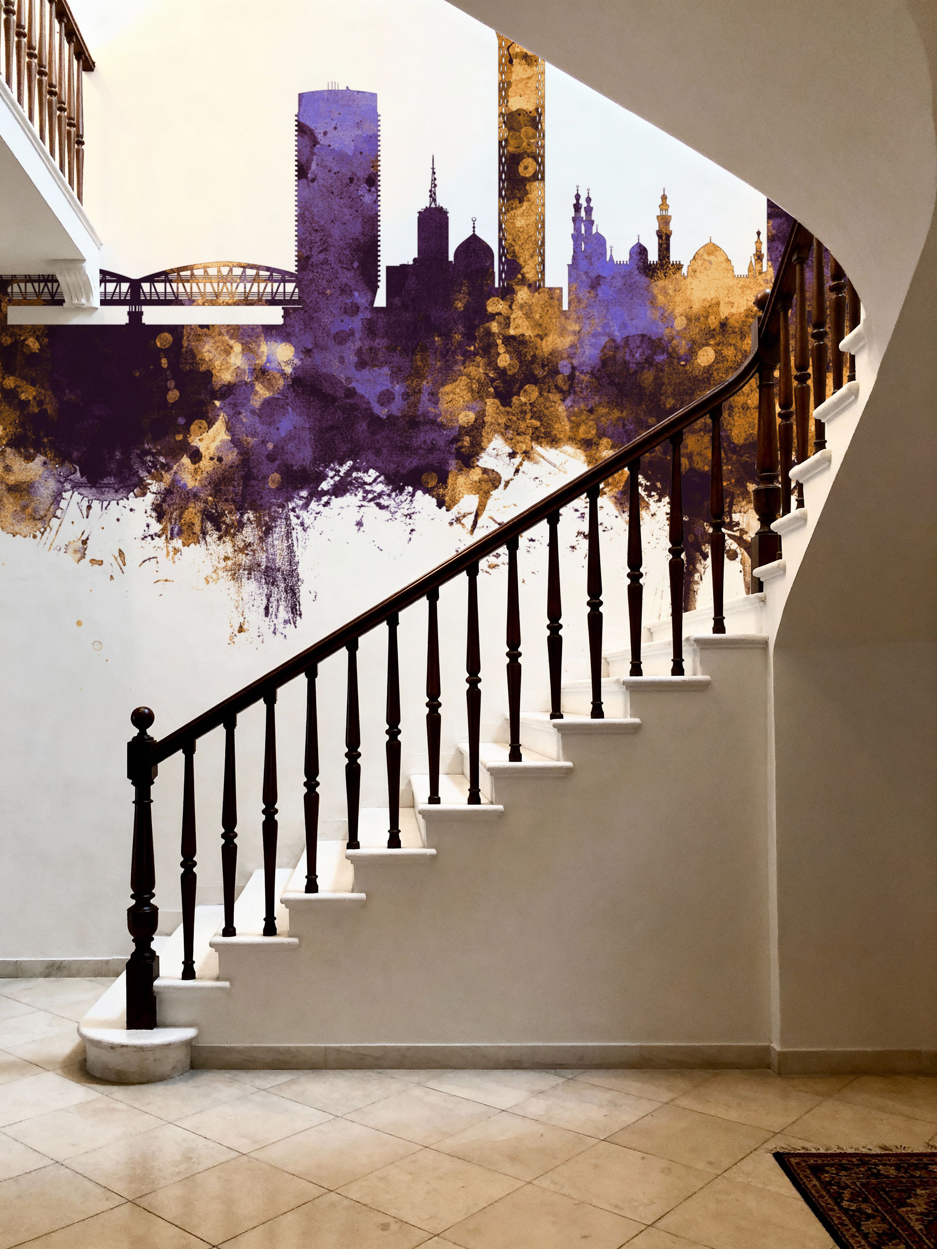 Cairo Egypt Skyline Purple & Gold