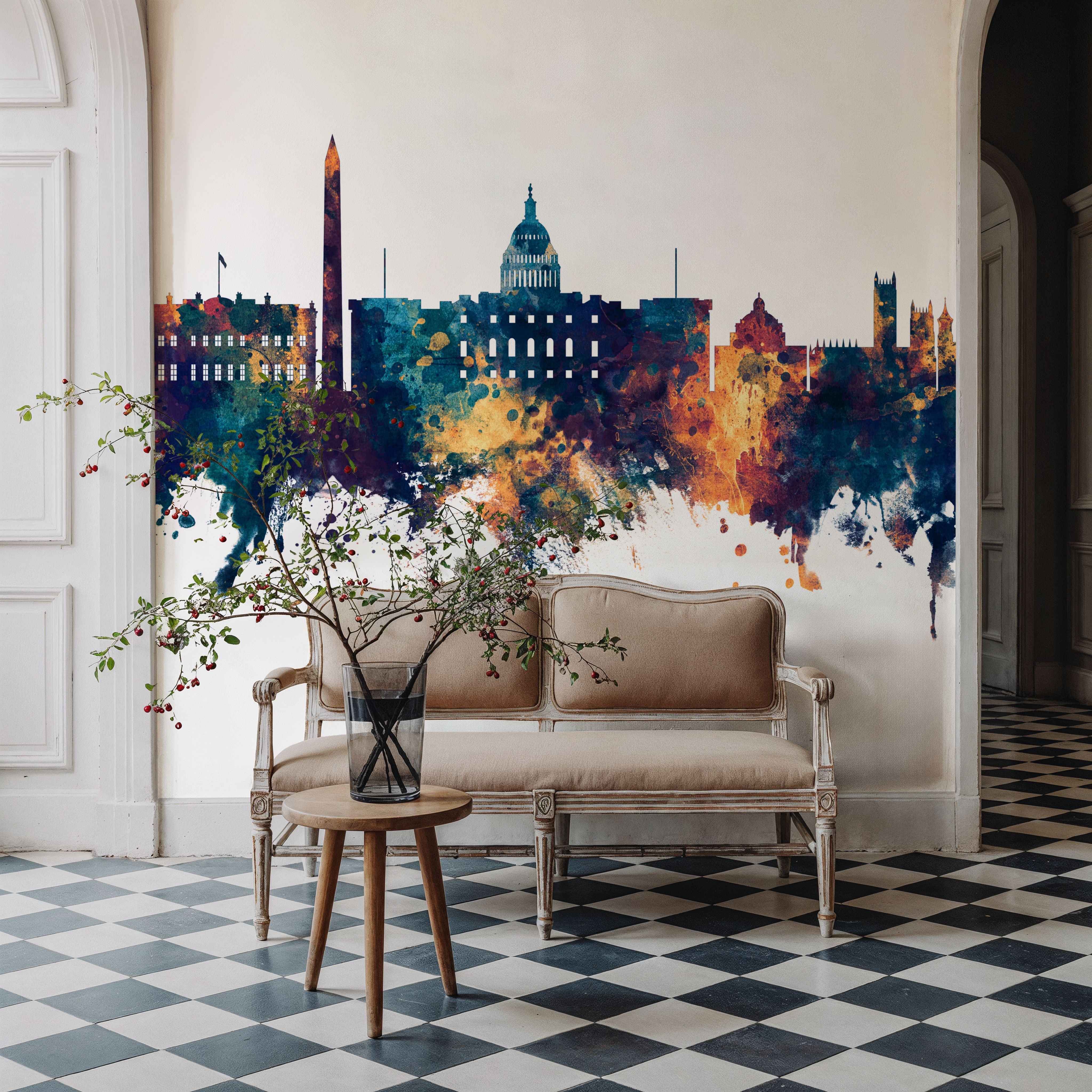 Washington DC Skyline Blue & Bronze