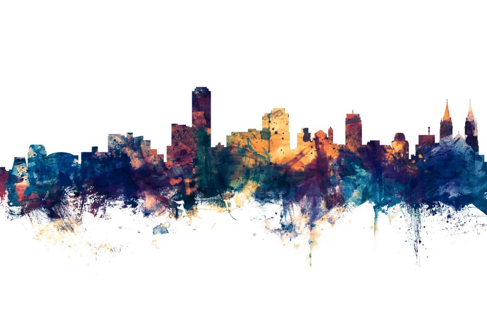 Adelaide Australia Skyline Blue & Bronze