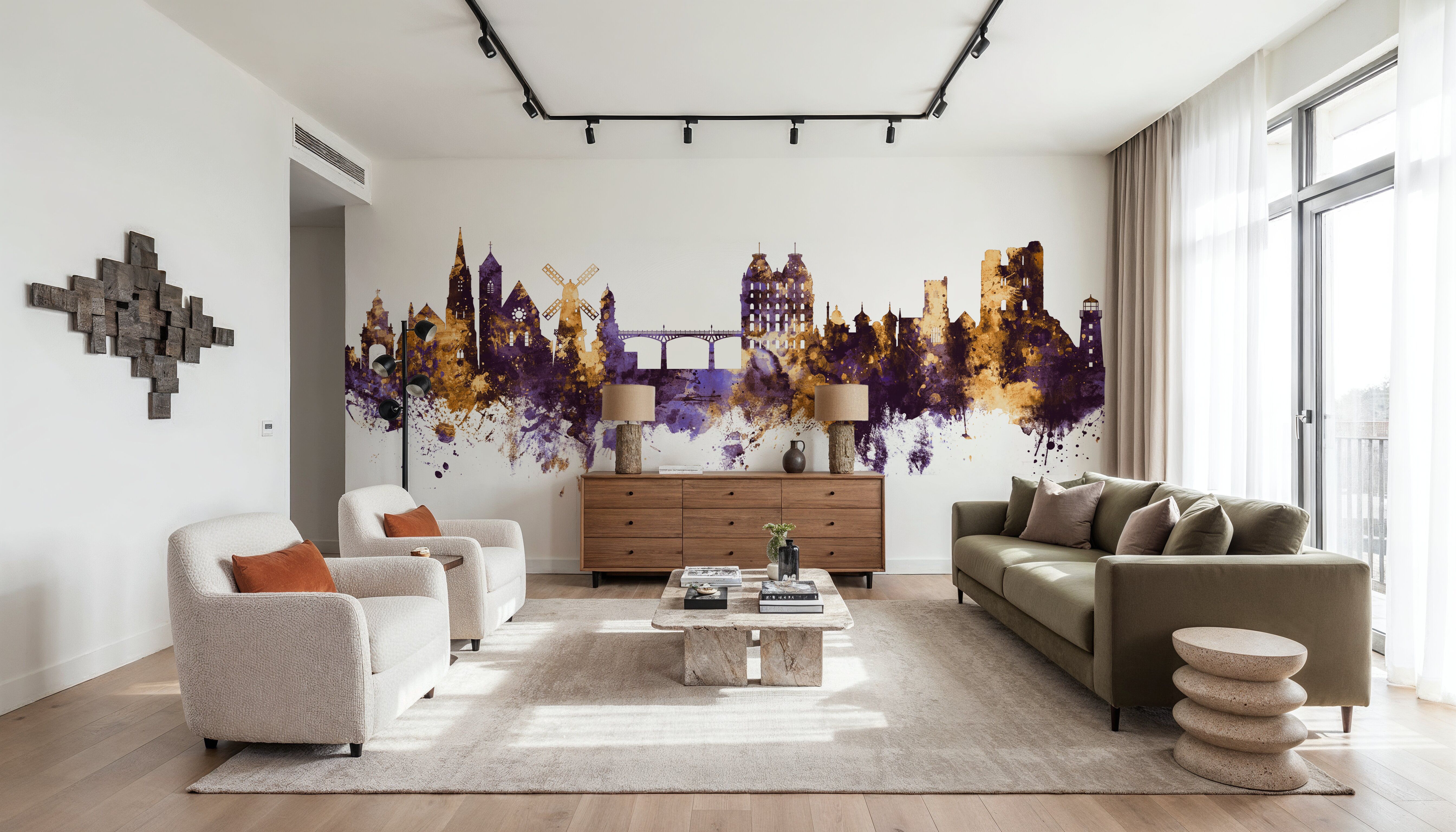 Scarborough England Skyline Purple & Gold