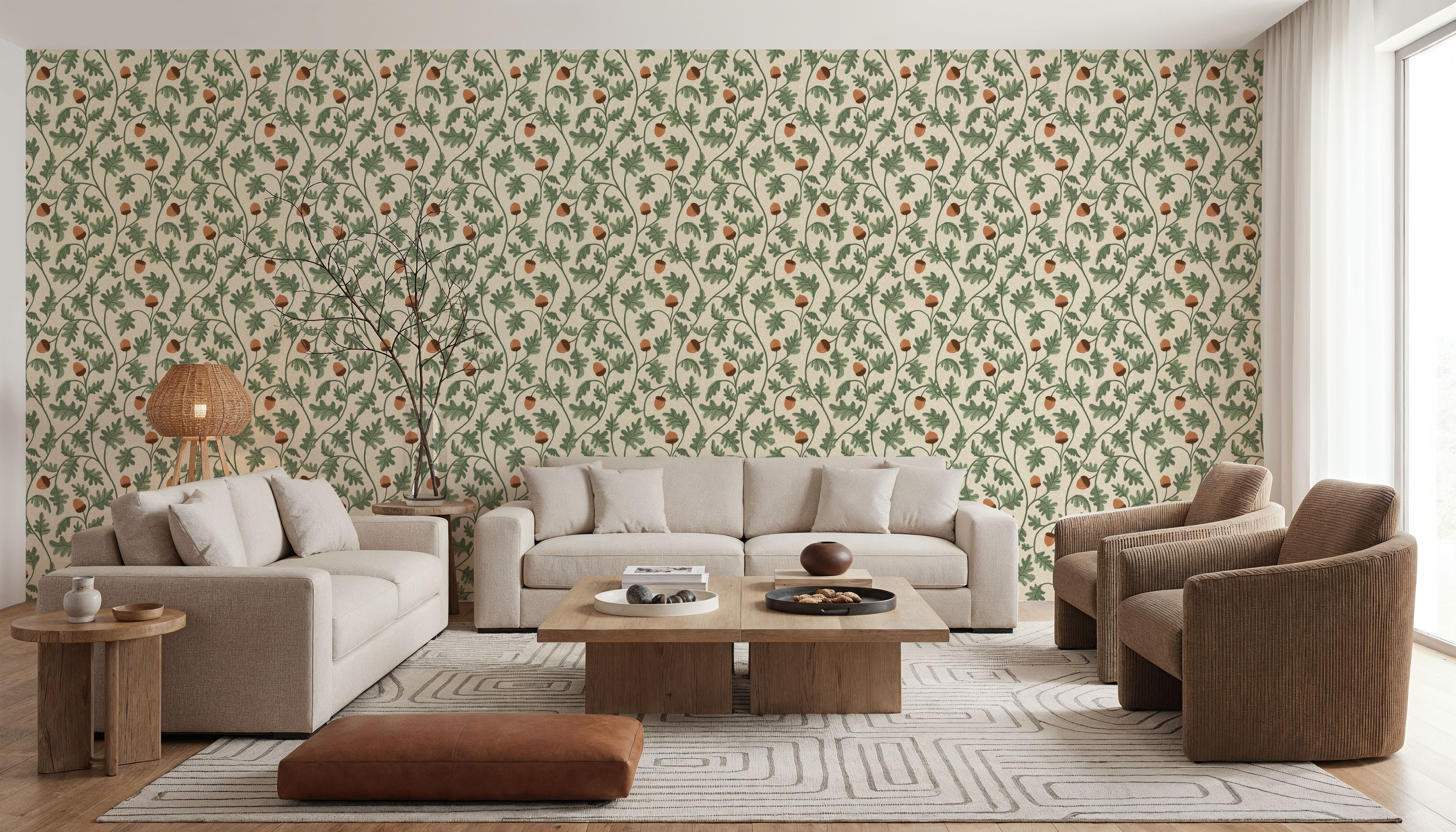Oak & Acorns, White