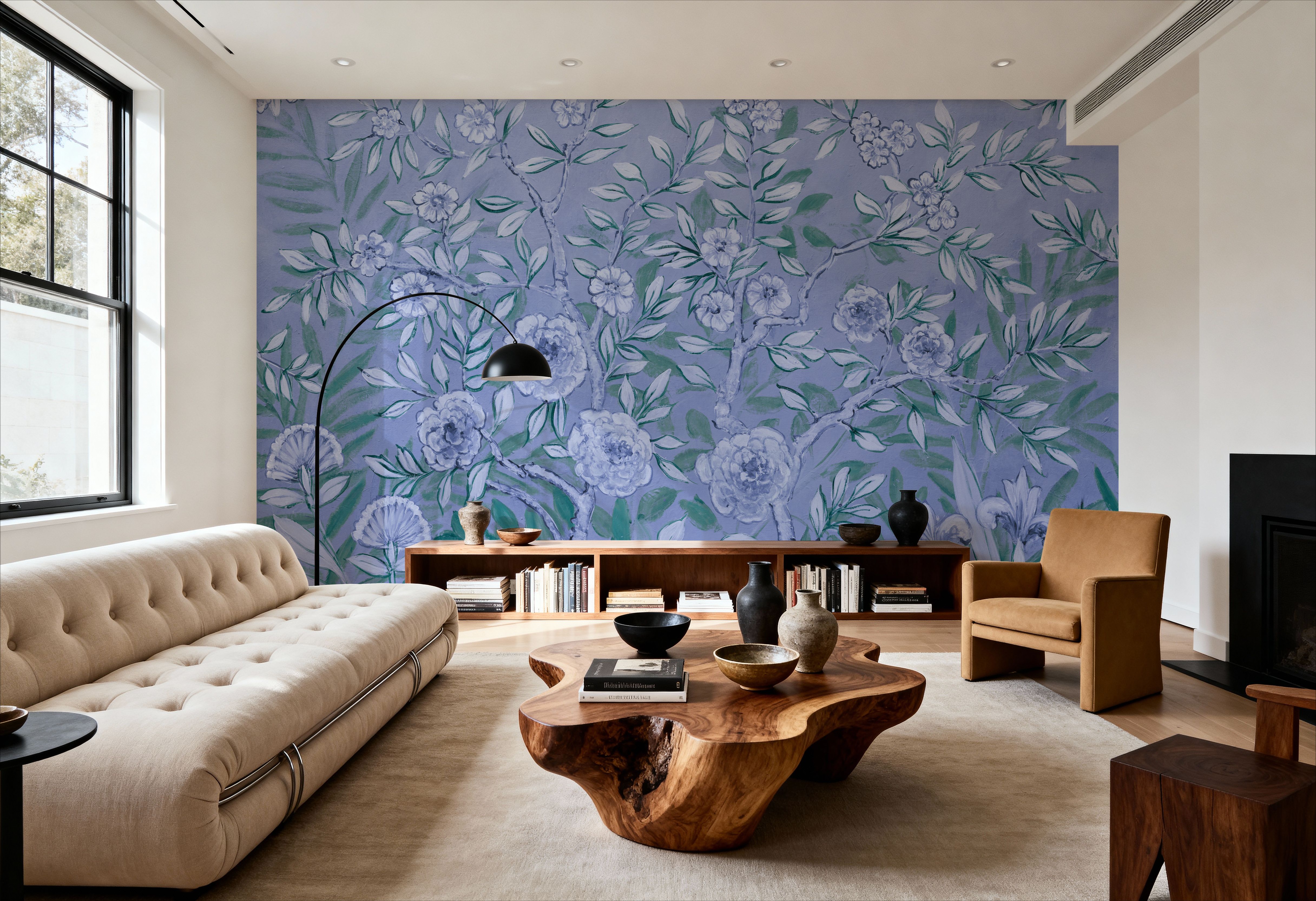 French Garden Blue Green, Wallpaper