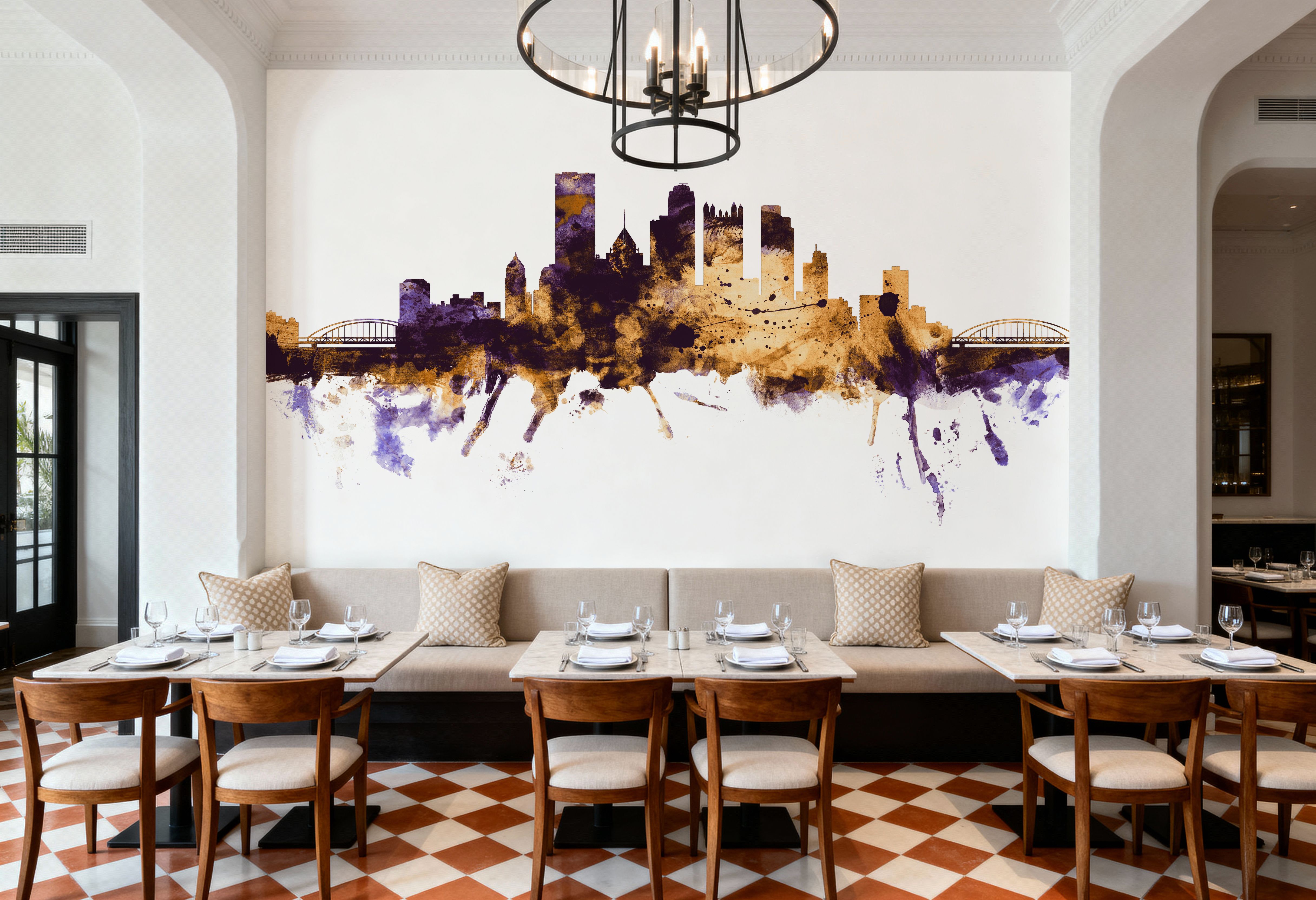 Pittsburg Pennsylvania Skyline Purple & Gold