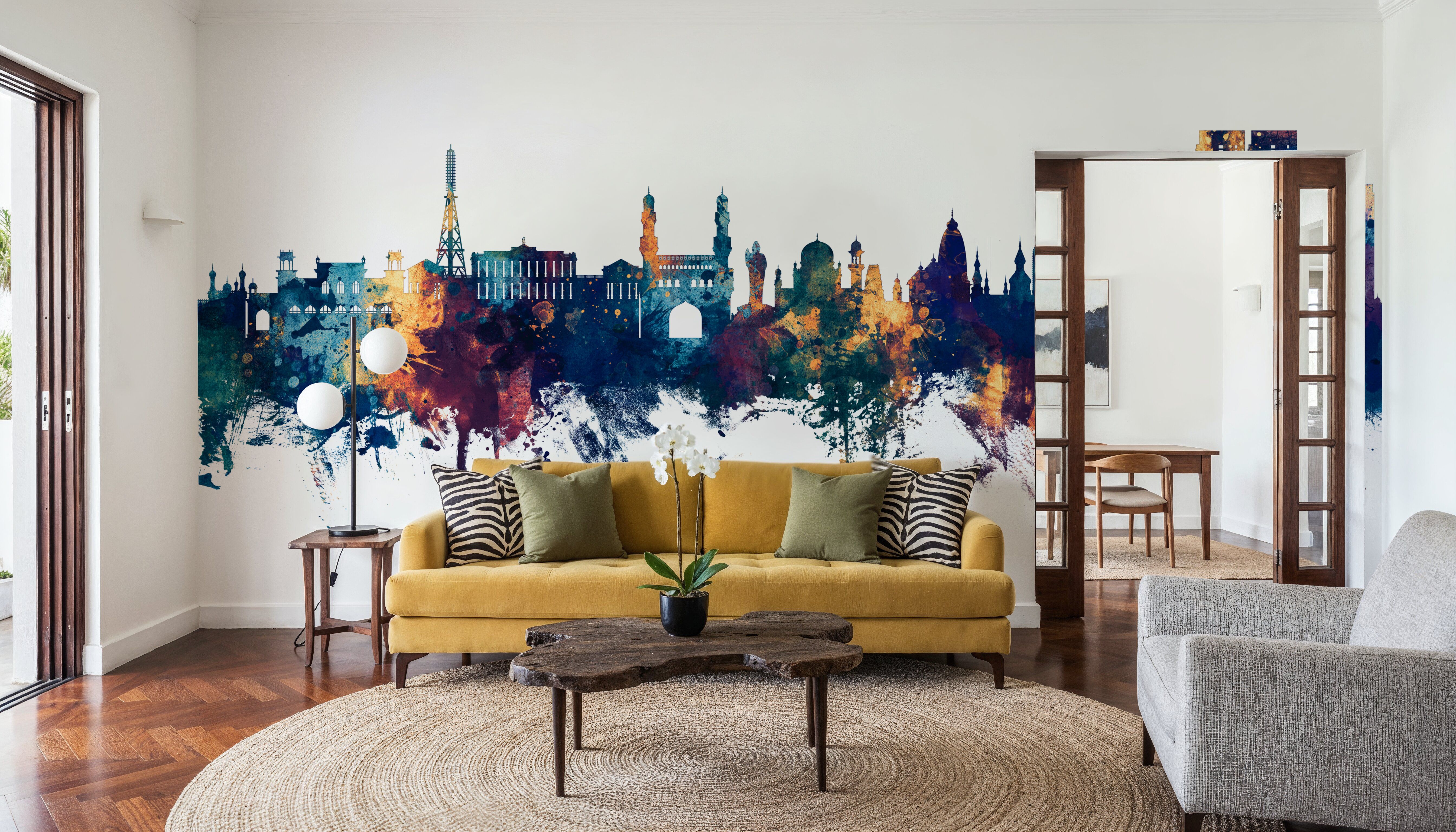 Hyderabad Skyline Blue & Bronze