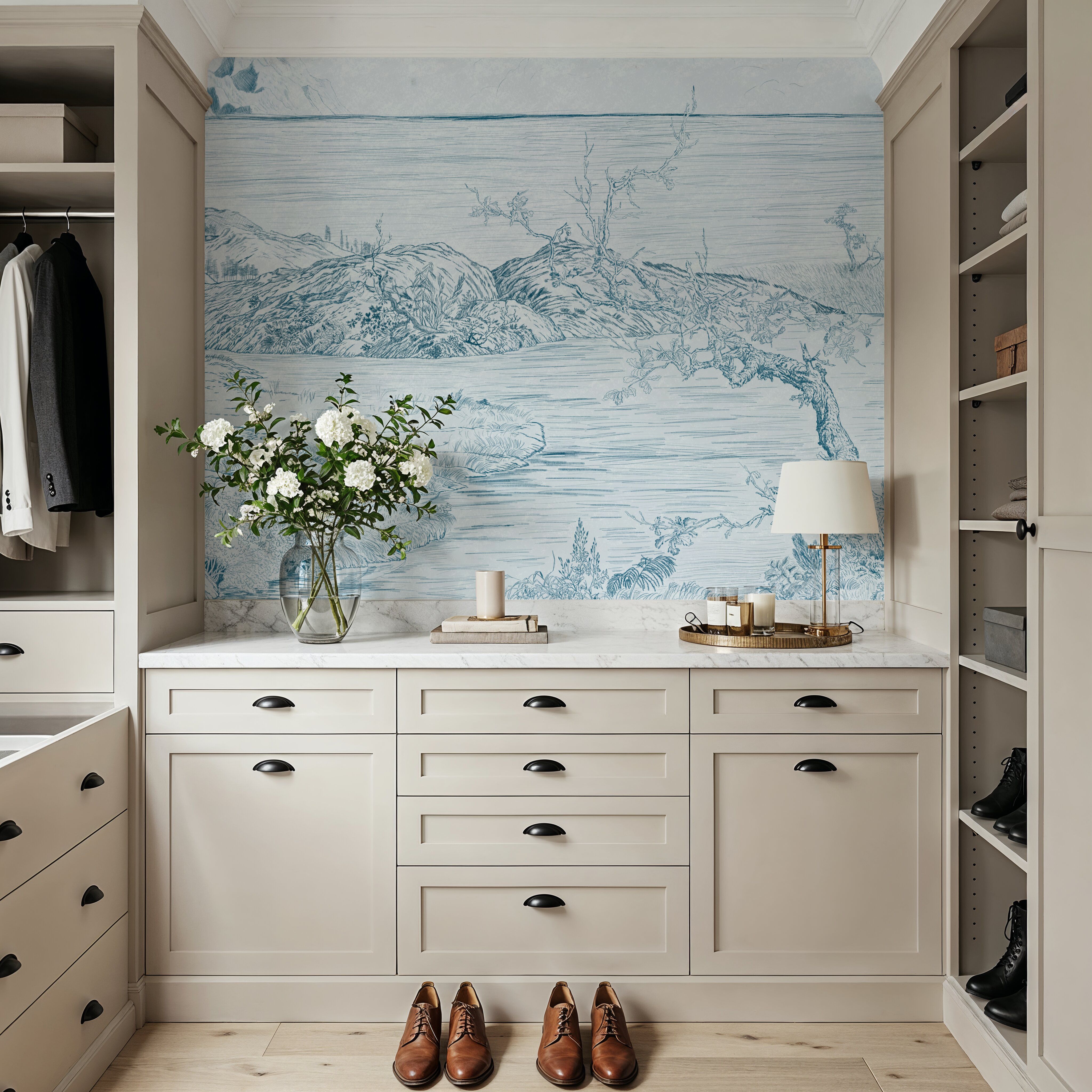 Coastal Drawing in Blue