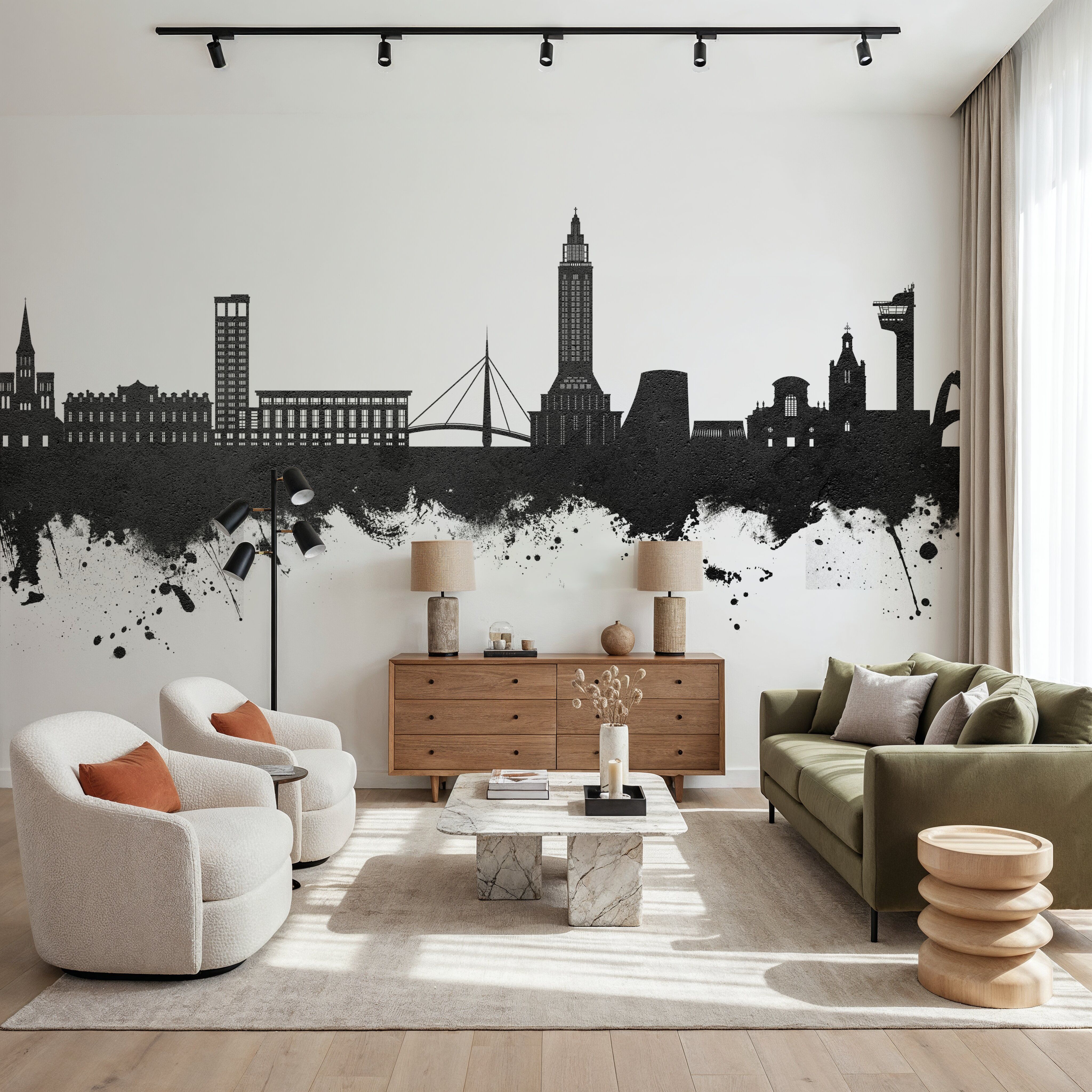 Le Havre France Skyline Black & White