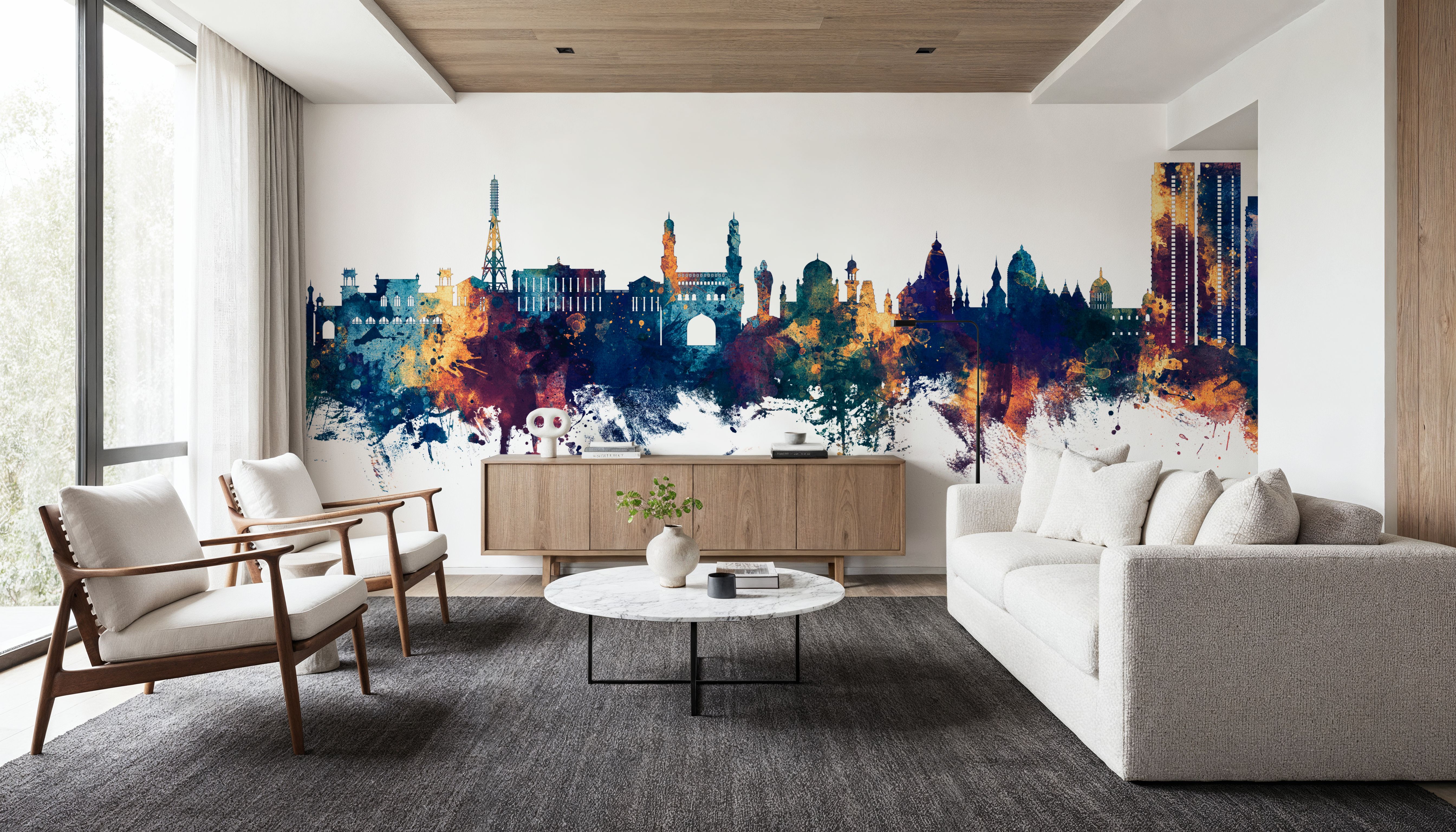 Hyderabad Skyline Blue & Bronze