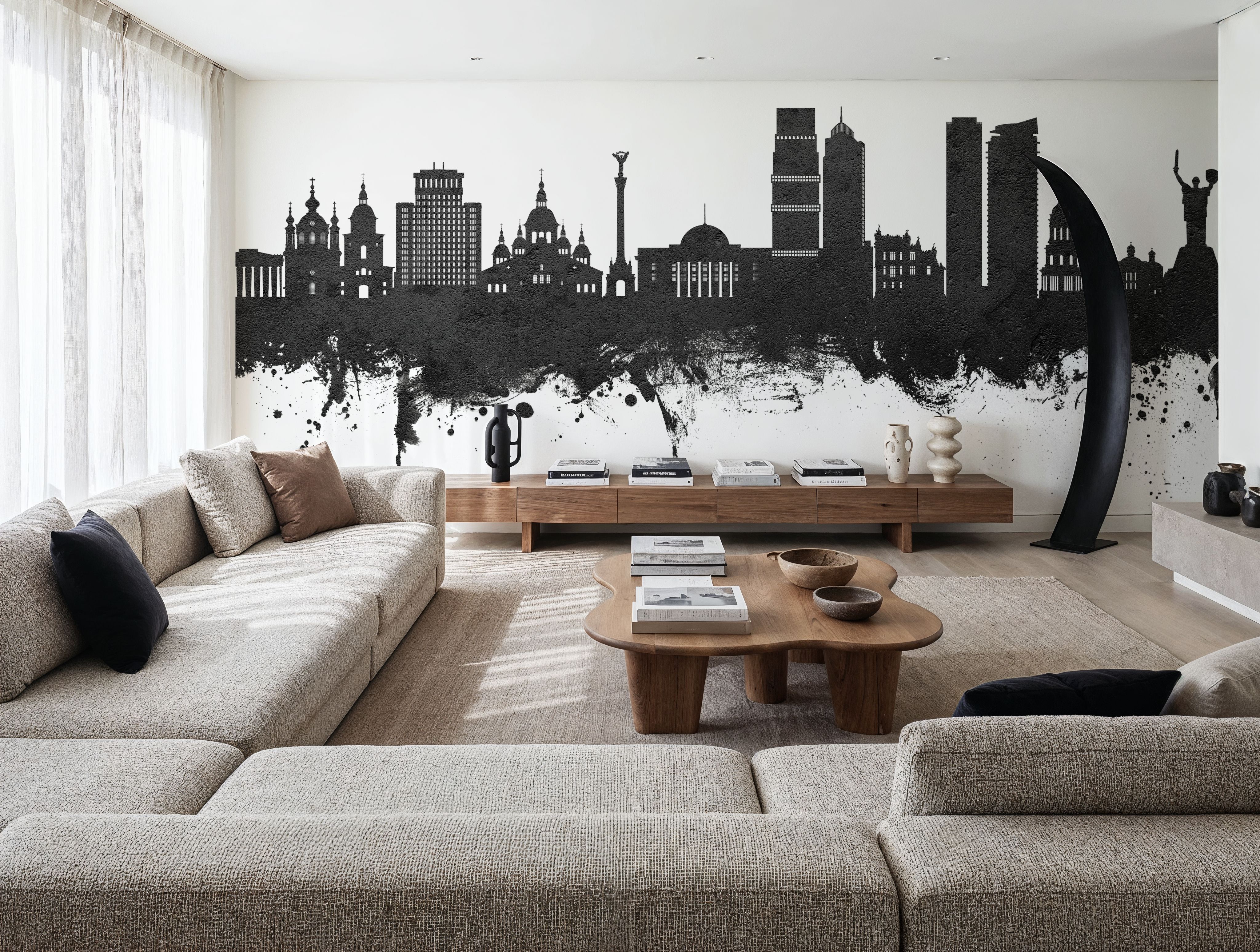 Kyiv Ukraine Skyline Black & White