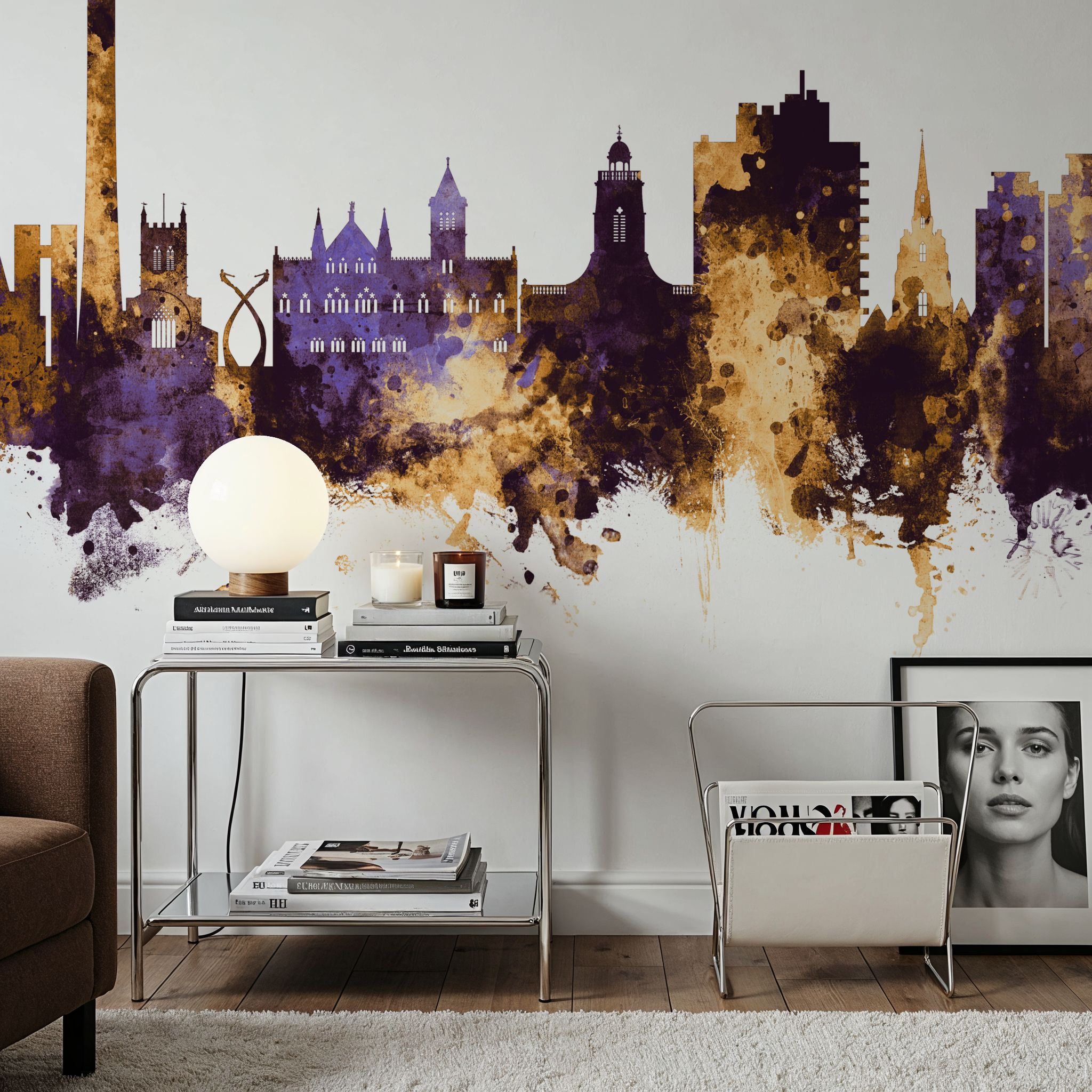 Northampton England Skyline Purple & Gold