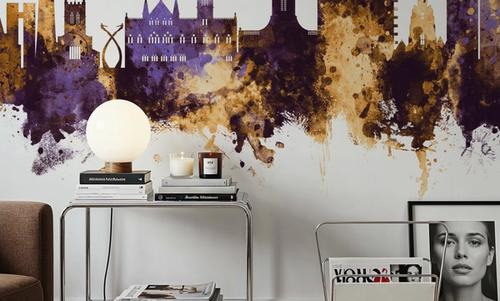 Northampton England Skyline Purple & Gold