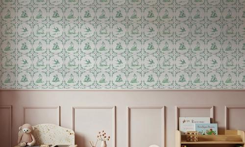Forest Animals Telft Tiles, Green