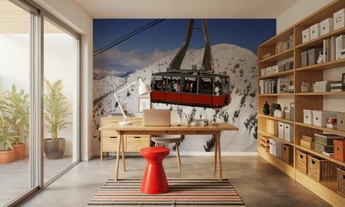 Crimson Lift Over Snow Peaks