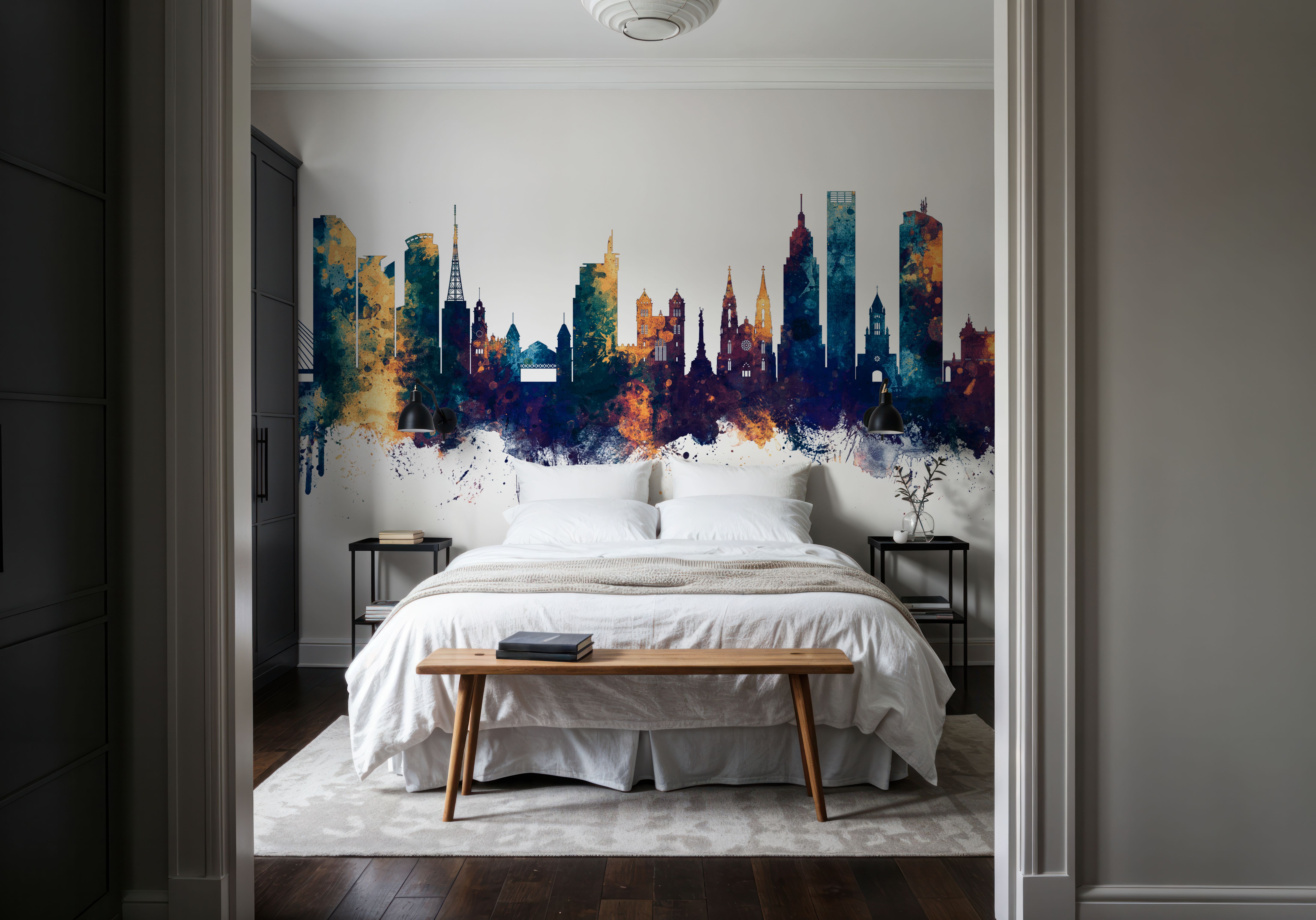 São Paulo Brazil Skyline Blue & Bronze, Wallpaper