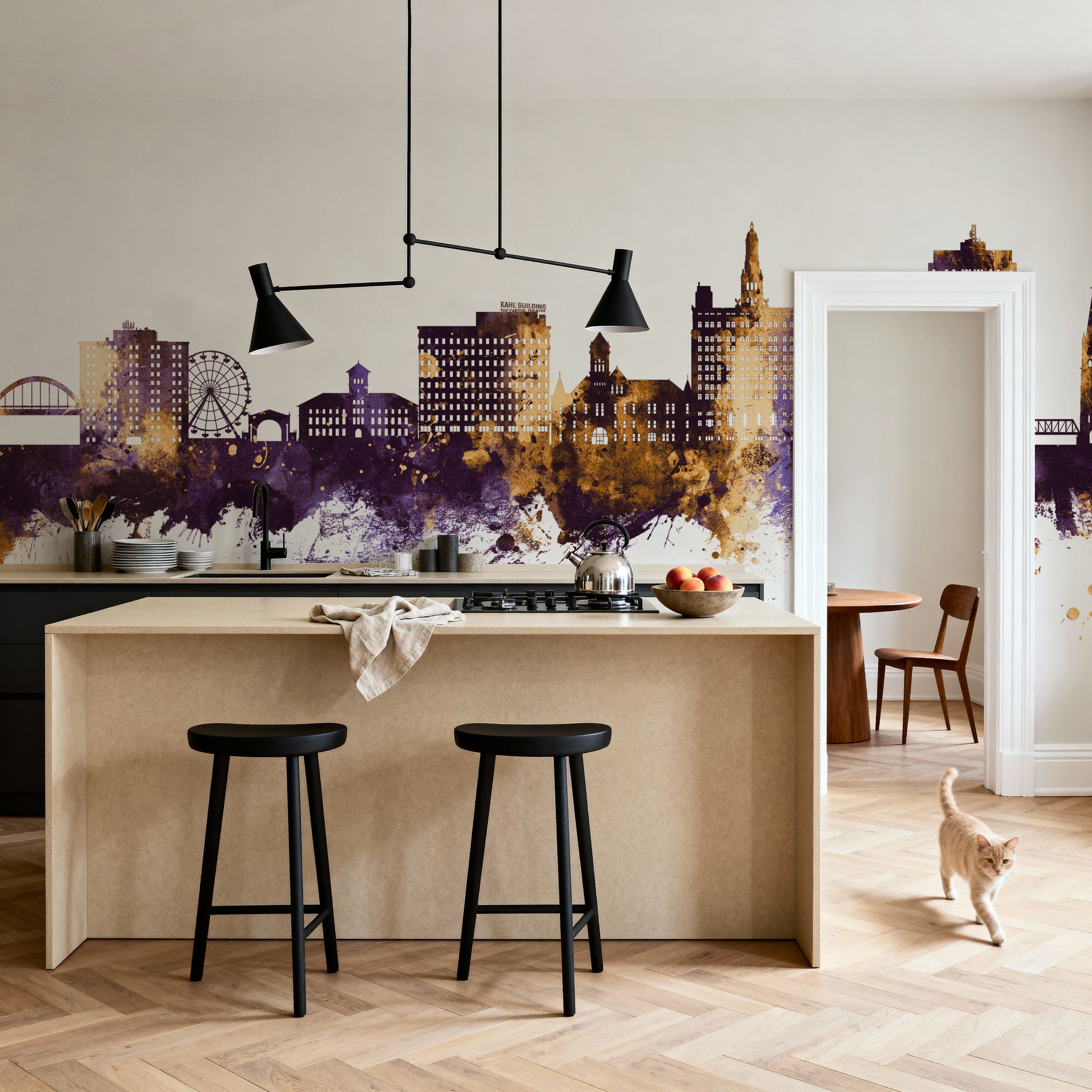 Davenport Iowa Skyline Purple & Gold