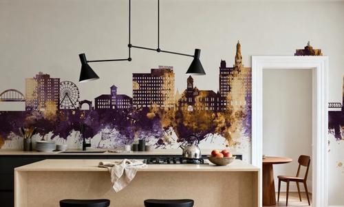 Davenport Iowa Skyline Purple & Gold