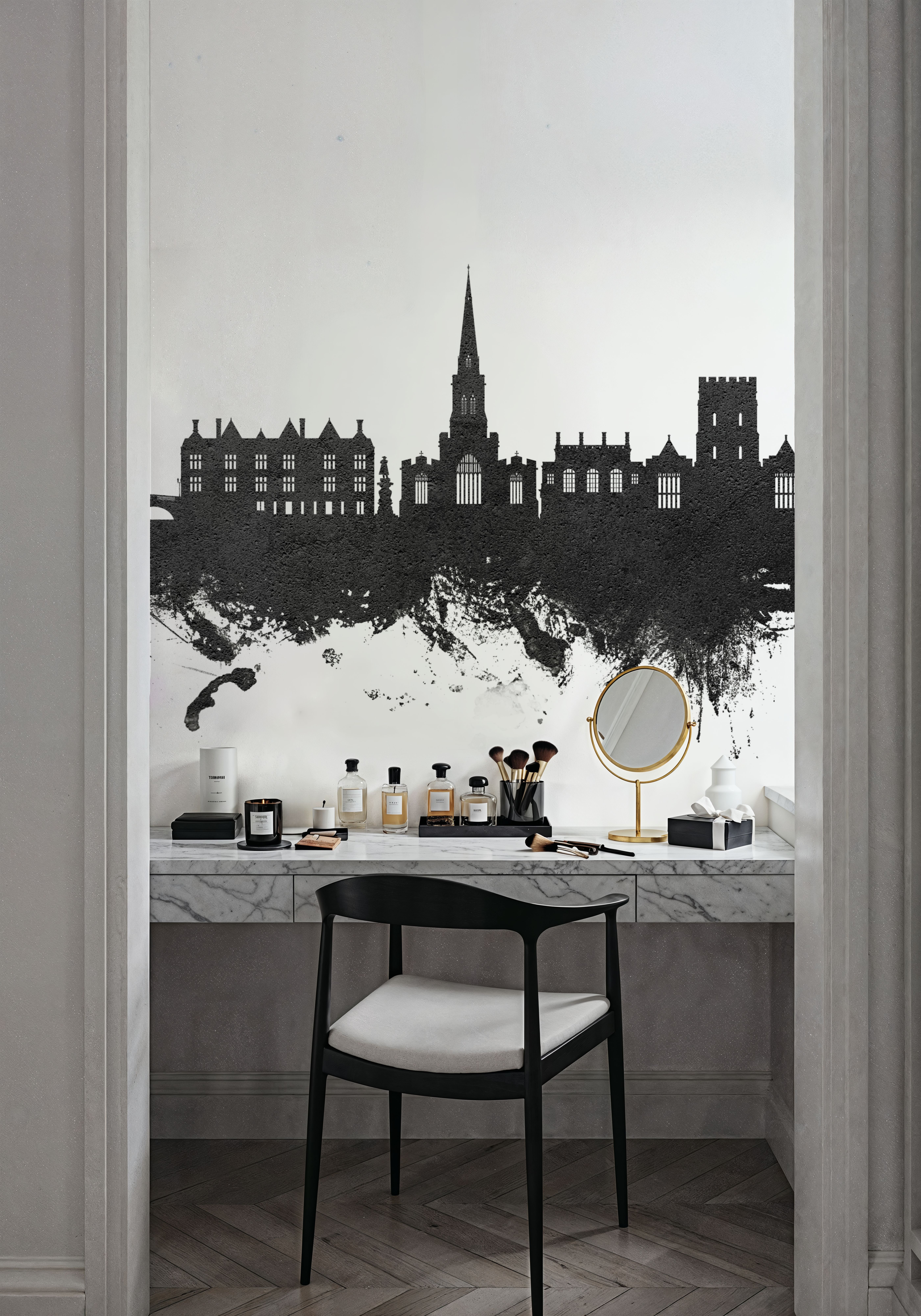 Bedford England Skyline Black & White