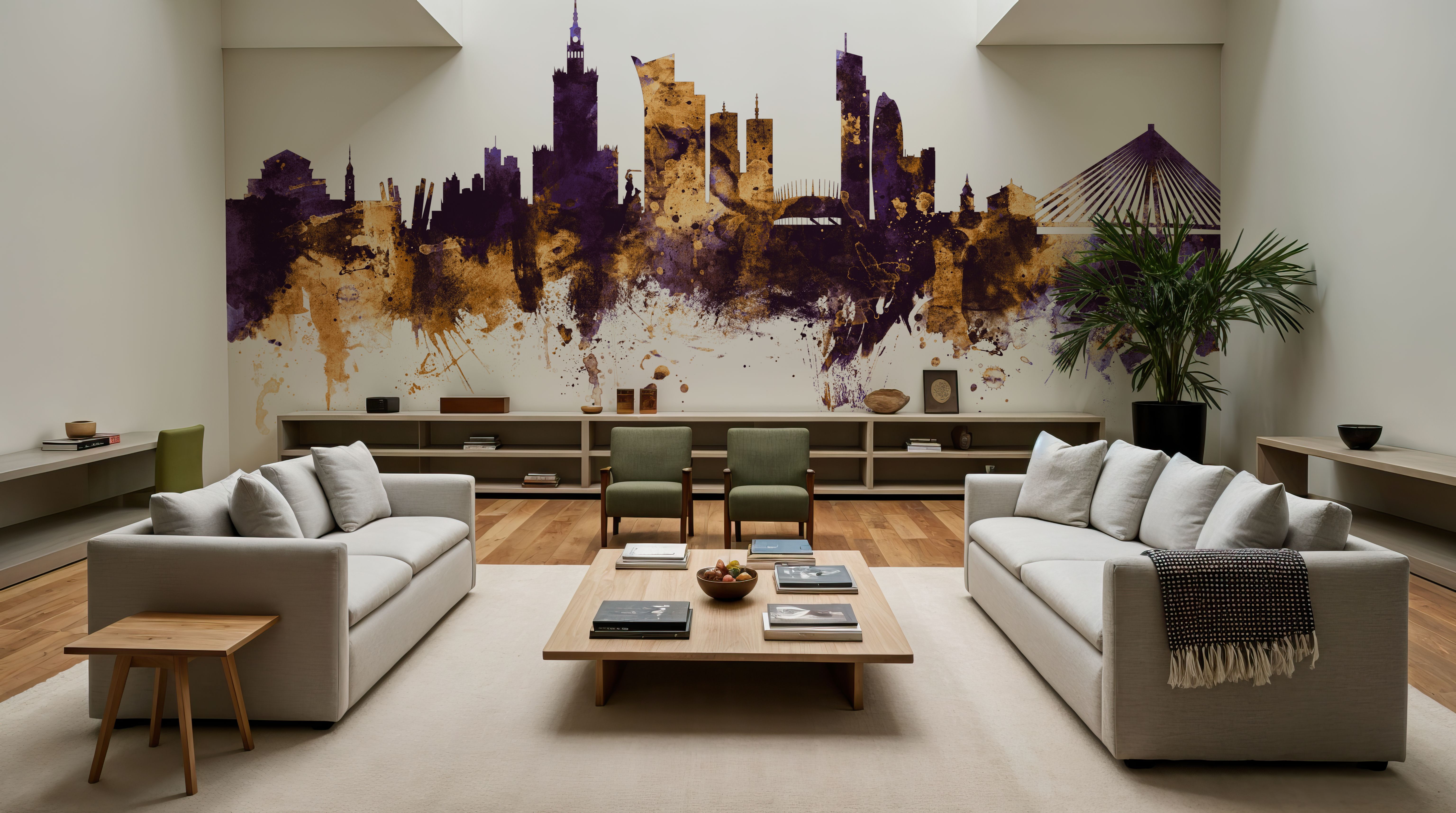 Warsaw Poland Skyline Purple & Gold