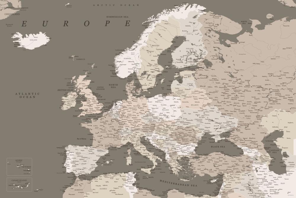 Europe Map Detailed - Earthy