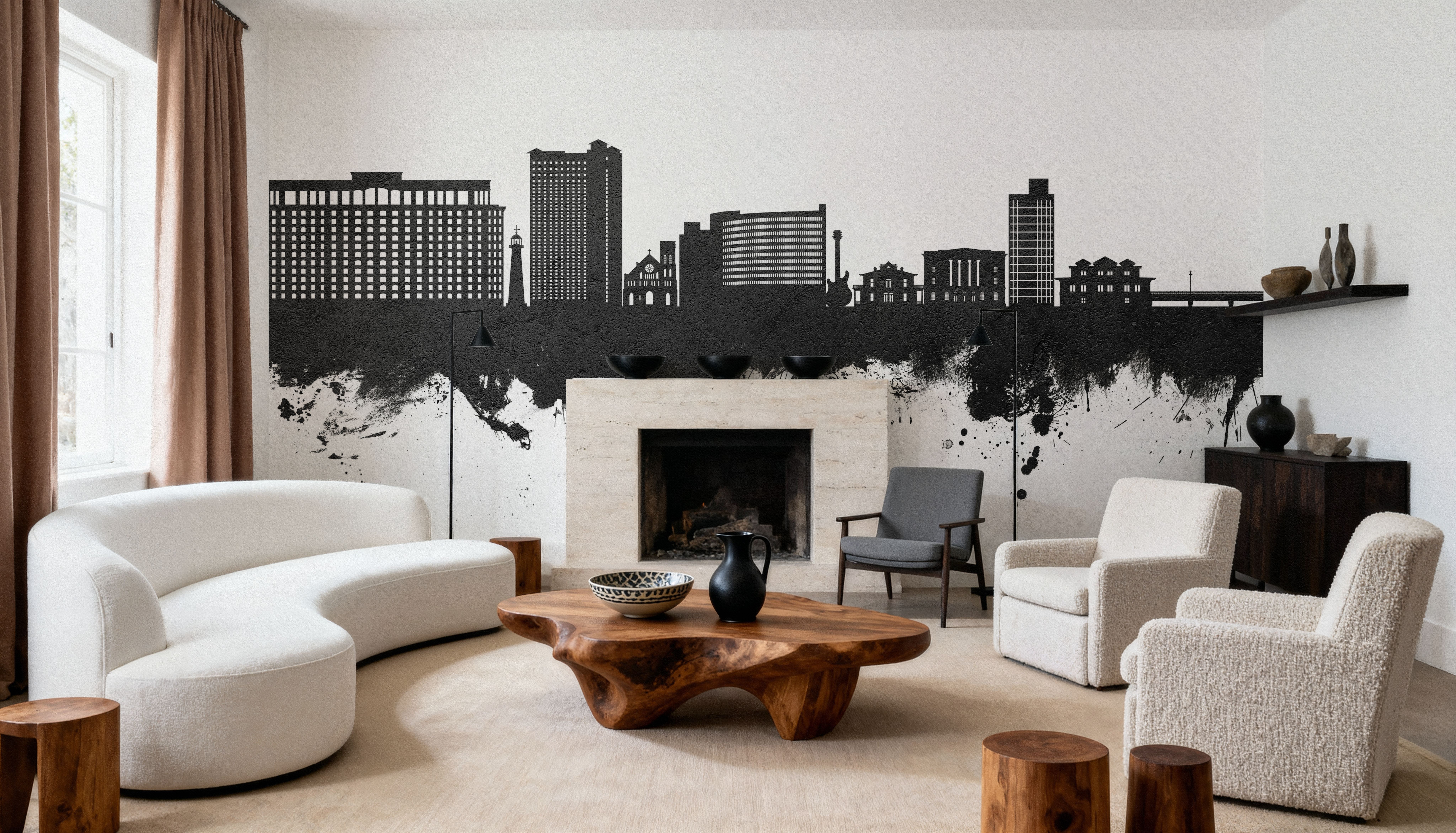 Biloxi Mississippi Skyline Black & White
