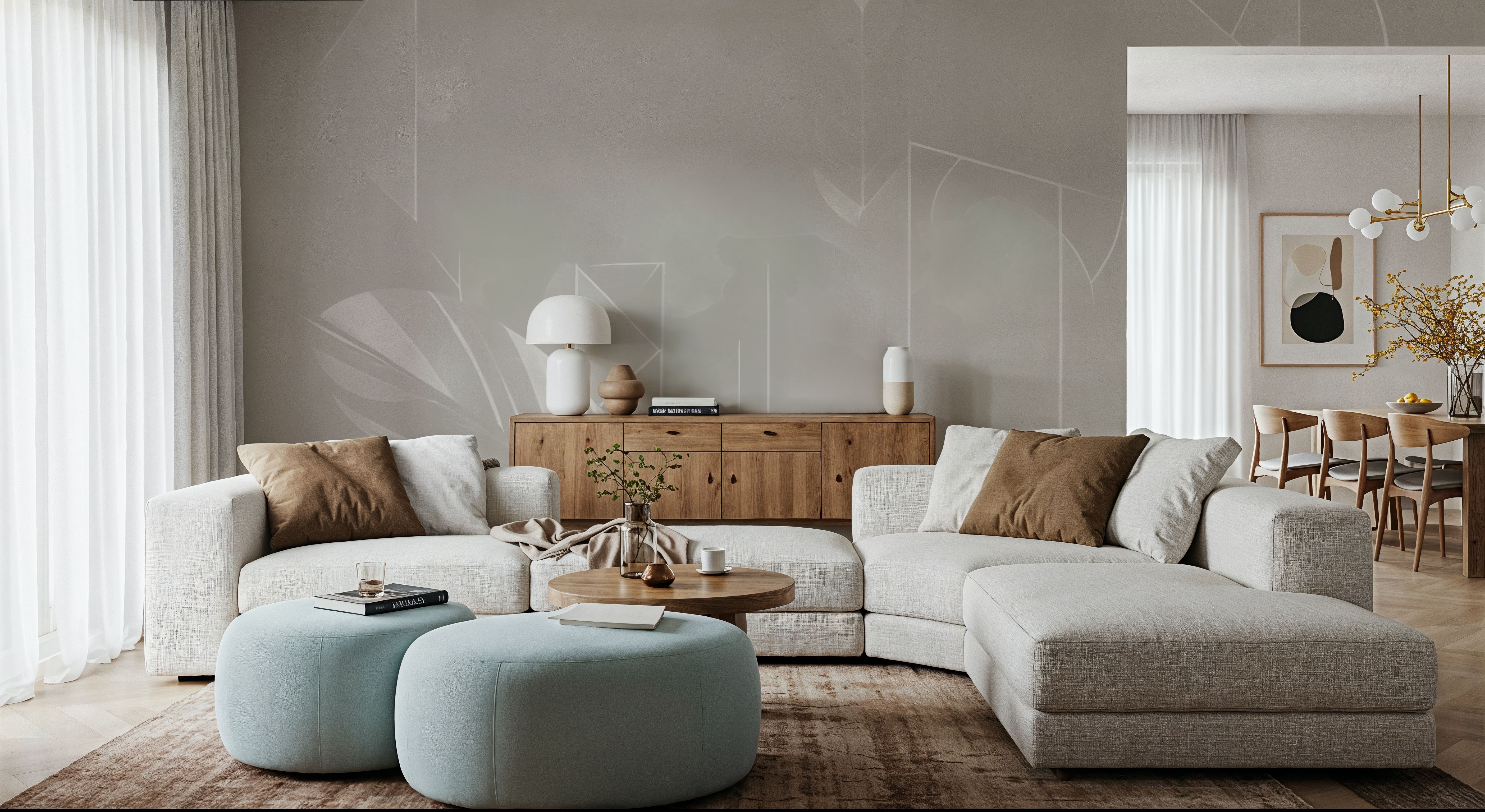 Solid Feather Geometry Beige