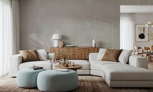 Solid Feather Geometry Beige