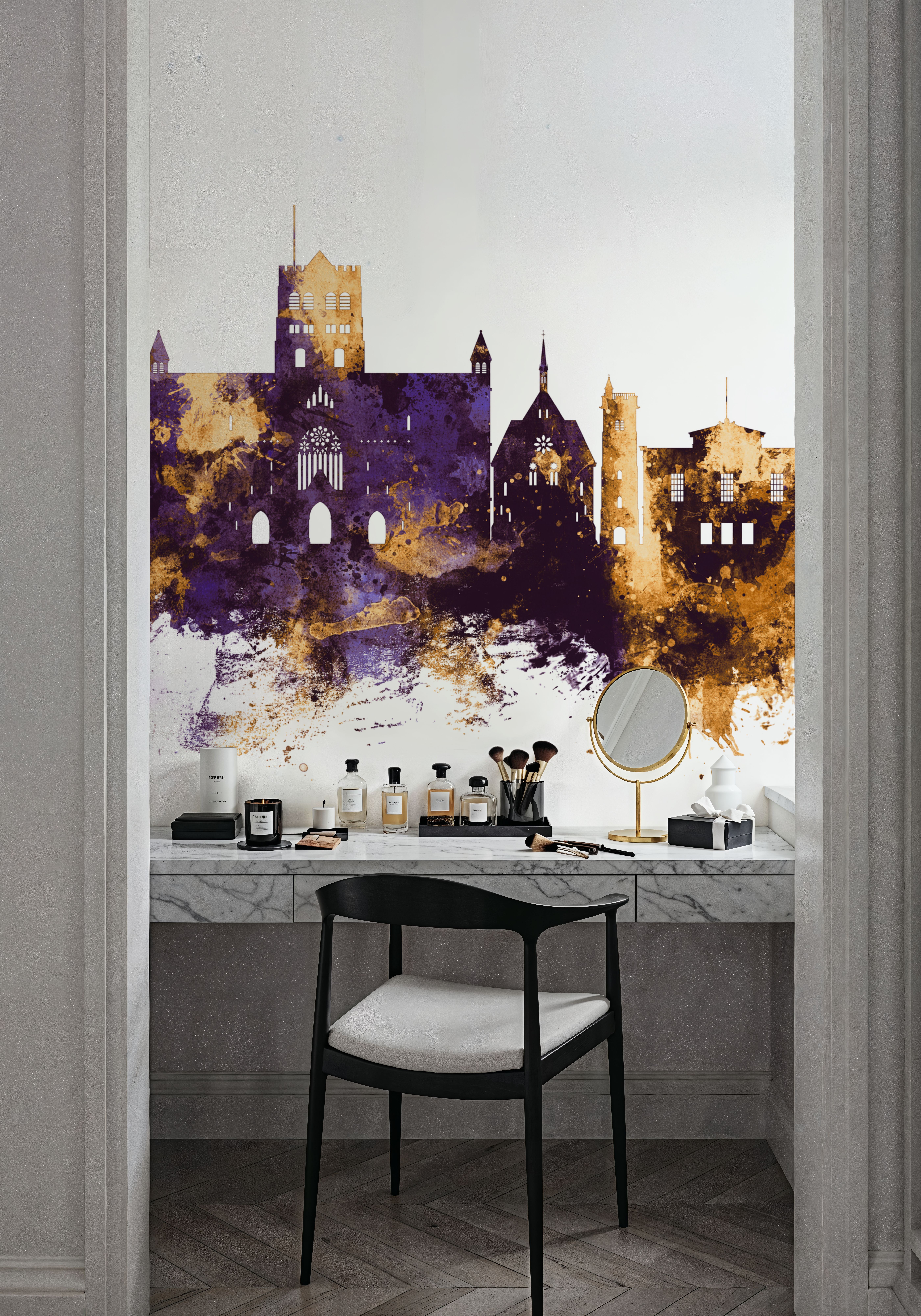 St Albans England Skyline Purple & Gold