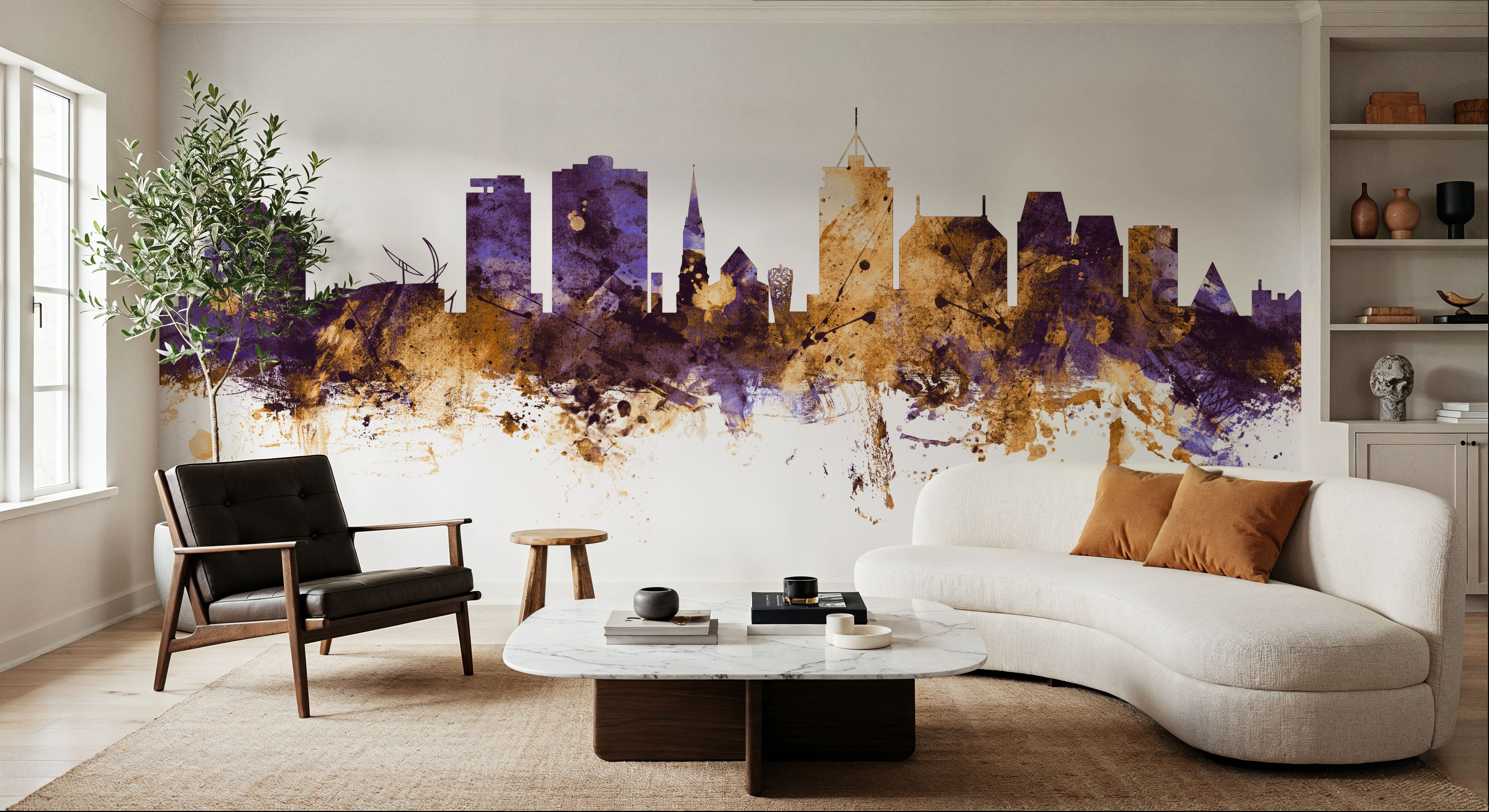 Christchurch New Zealand Skyline Purple & Gold