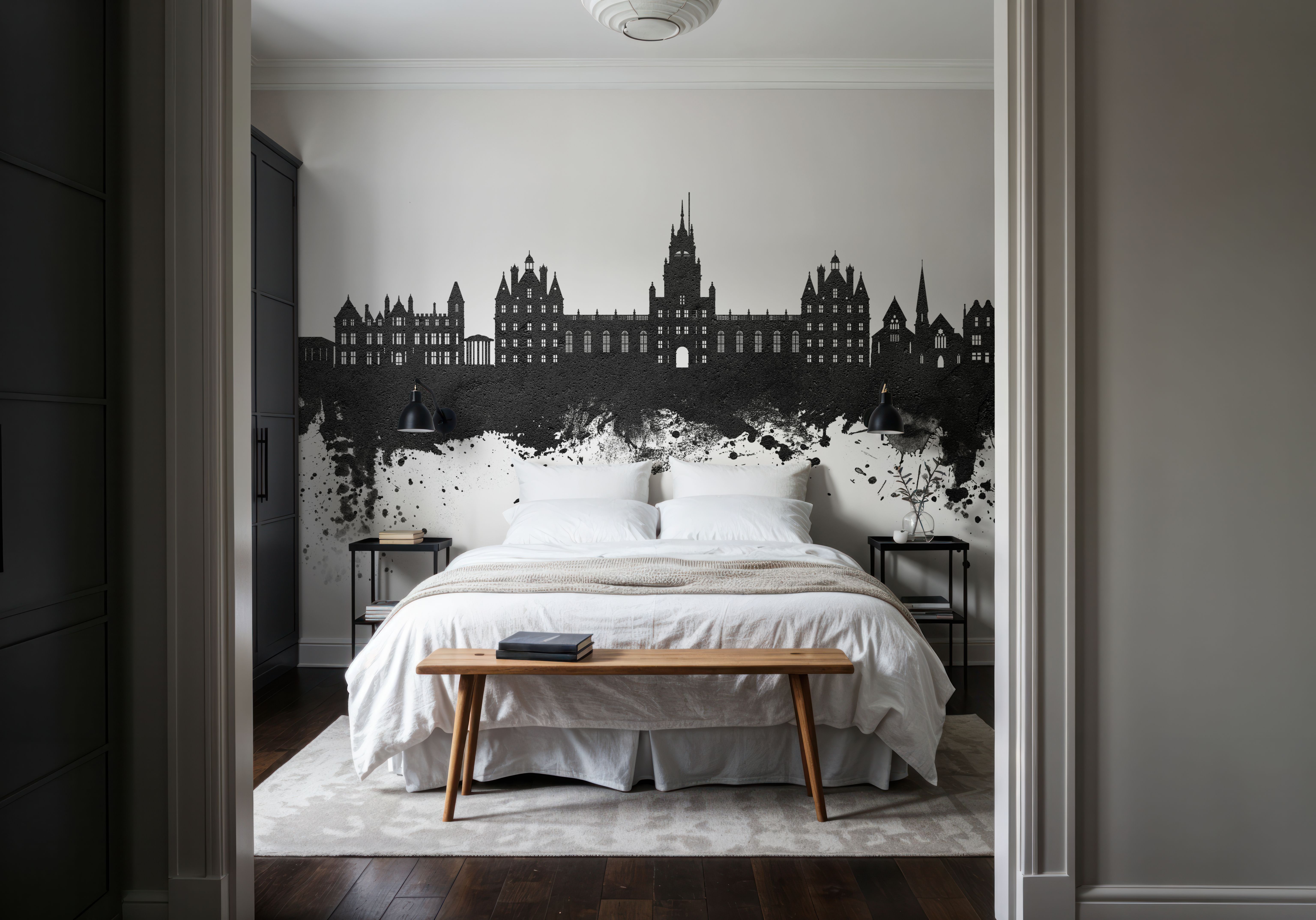 Egham England Skyline Black & White