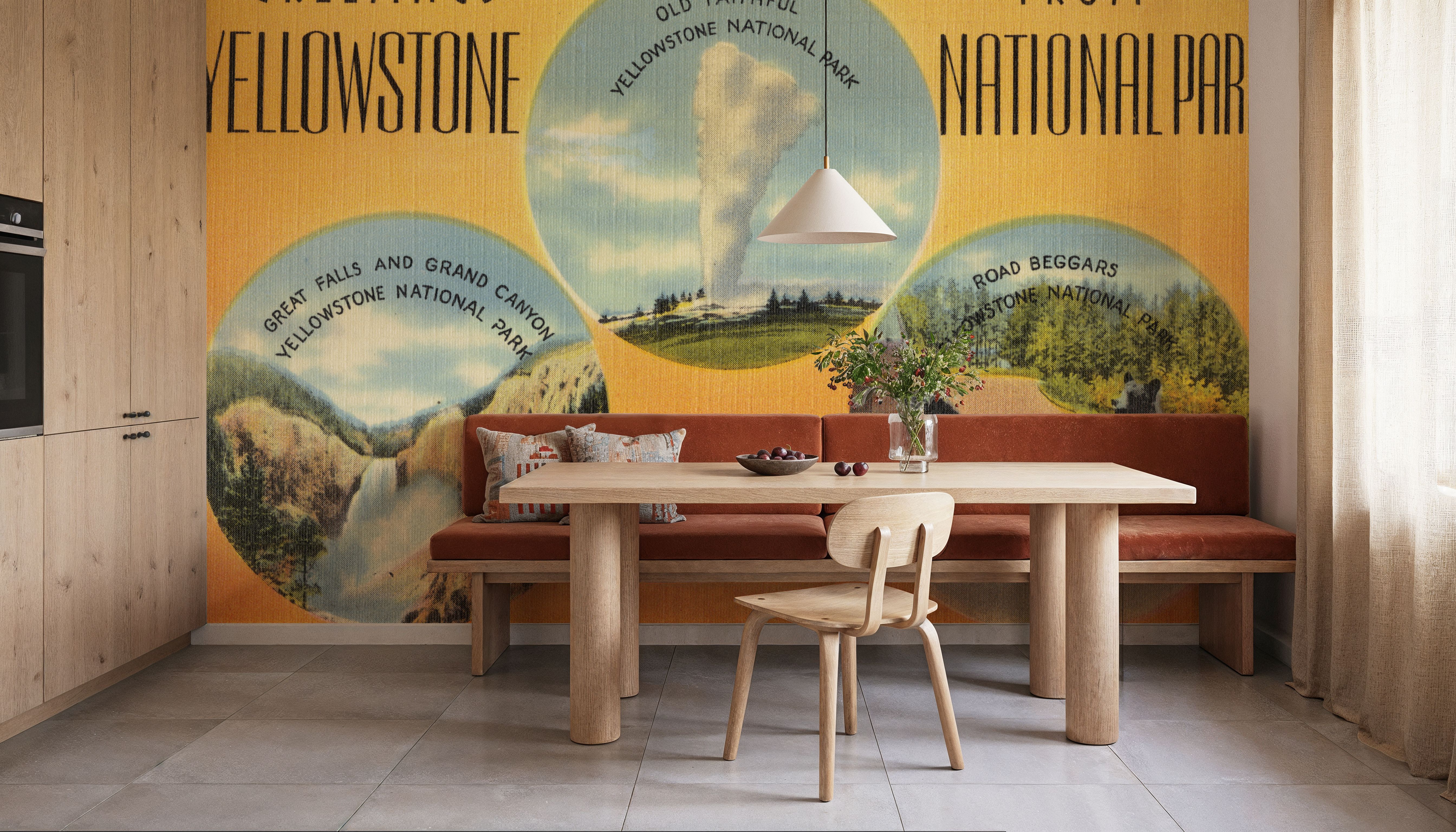 Greetings from Yellowstone - Screenprint Postcard, Wallpaper