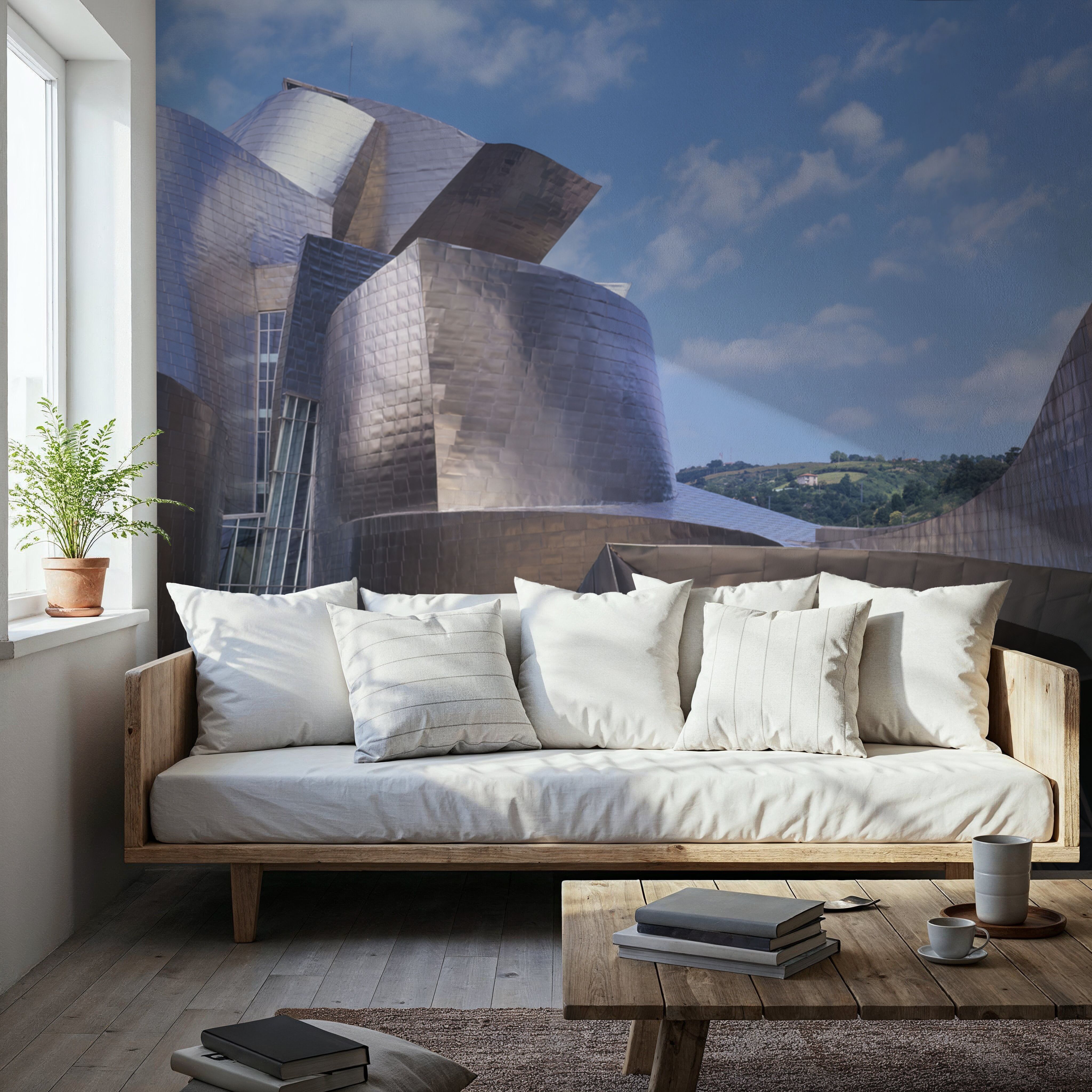 Wall Mural - Metallic Confluence - Architecture mural wallpaper - Gray - Living room - Wallism US - Premium, Textured or Peel & Stick