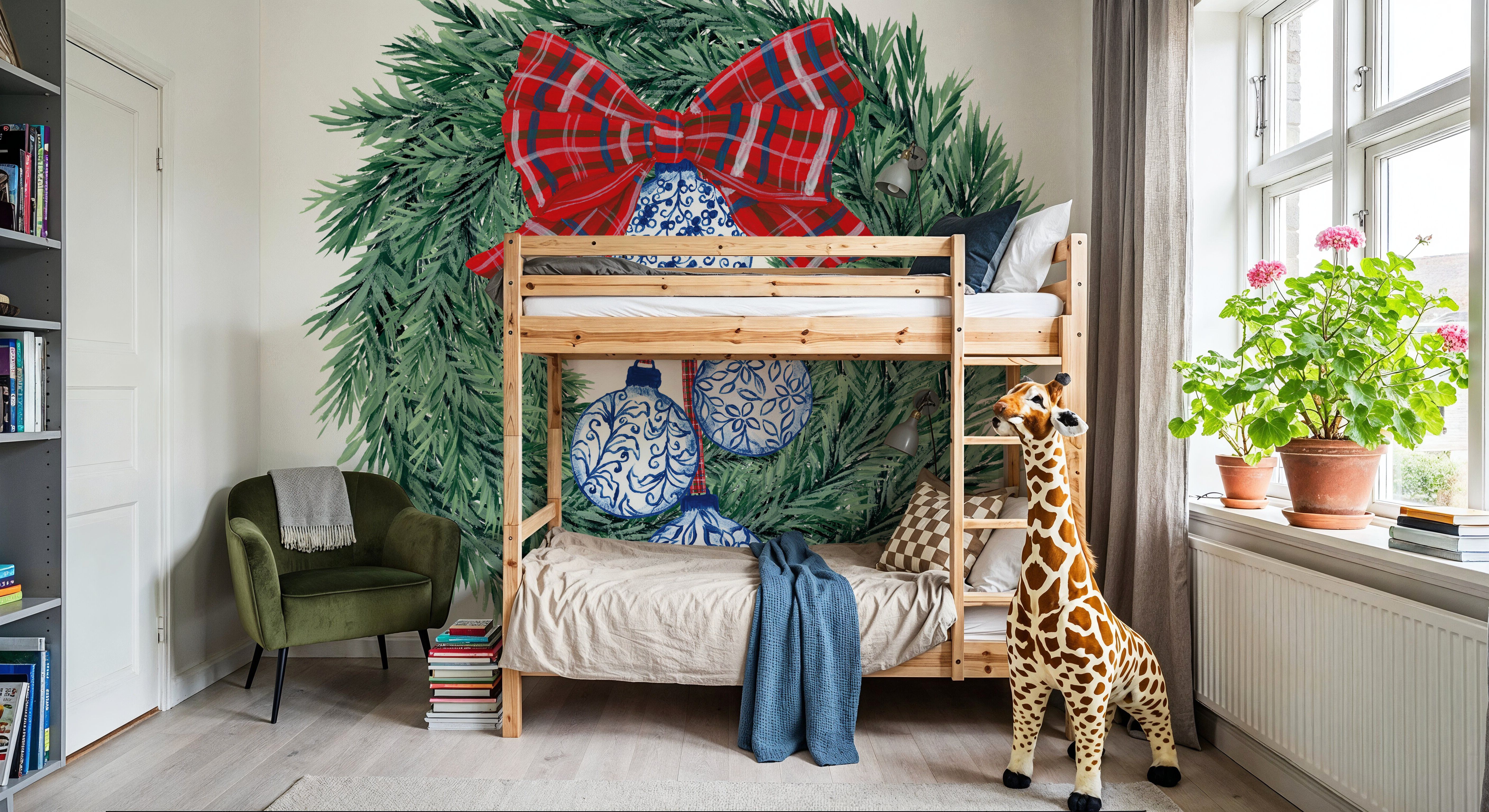 Holiday Tartan and Chinoiserie II, Wallpaper