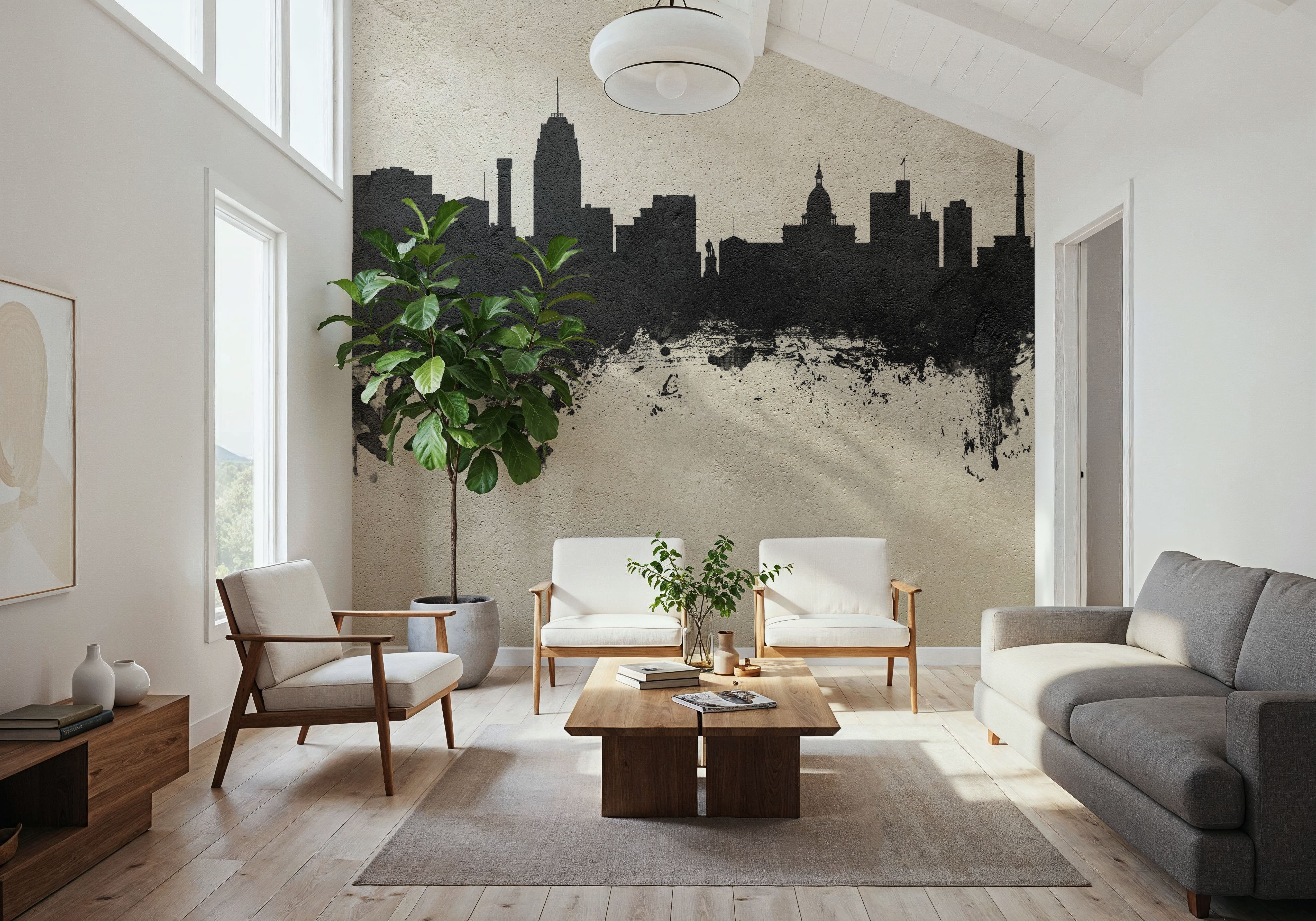 Lansing Michigan Skyline Concrete, Wallpaper