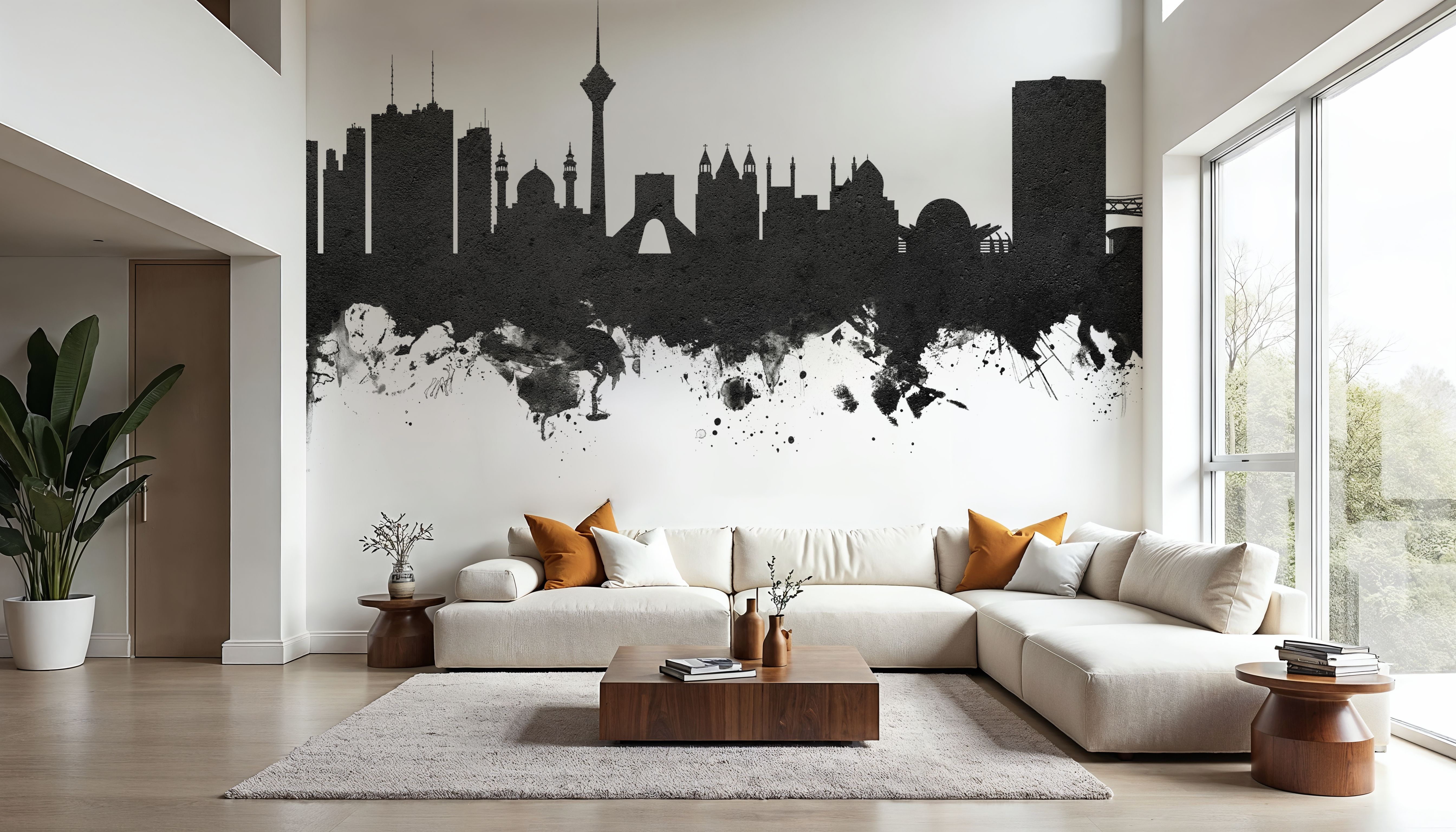 Tehran Iran Skyline Black & White, Wallpaper