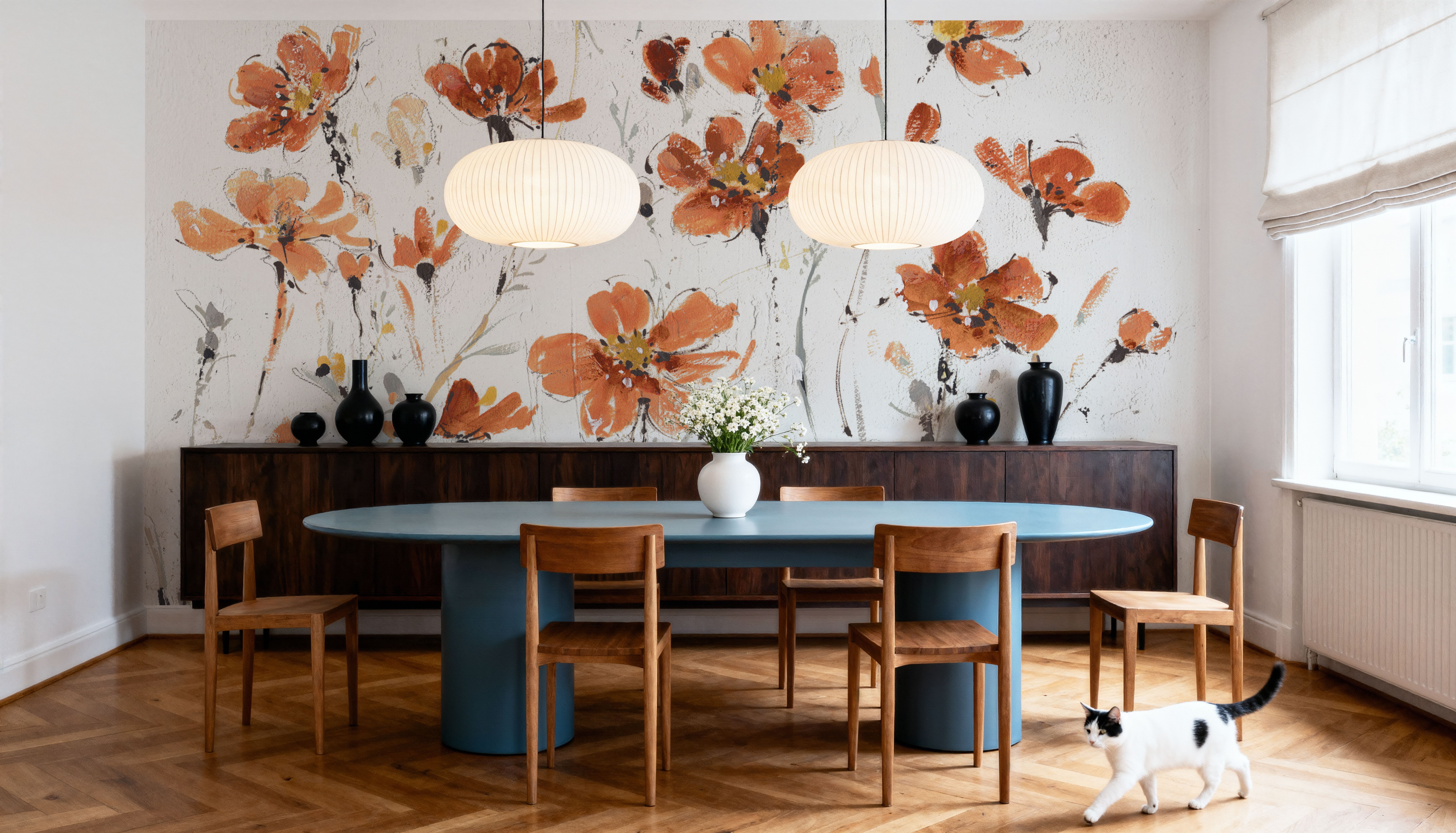 Wildflowers III Orange on White