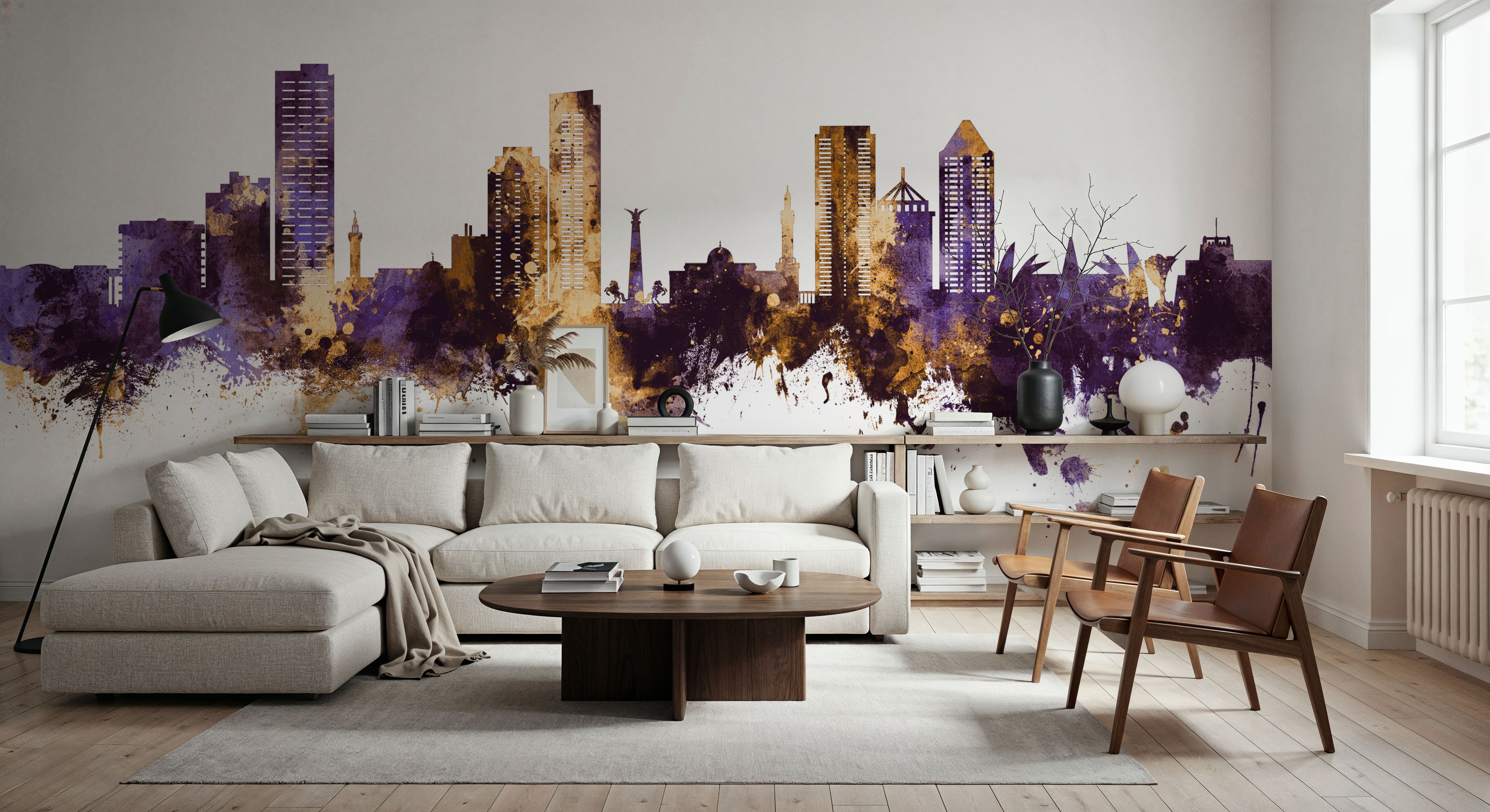 Umm Al Quwain Skyline Purple & Gold