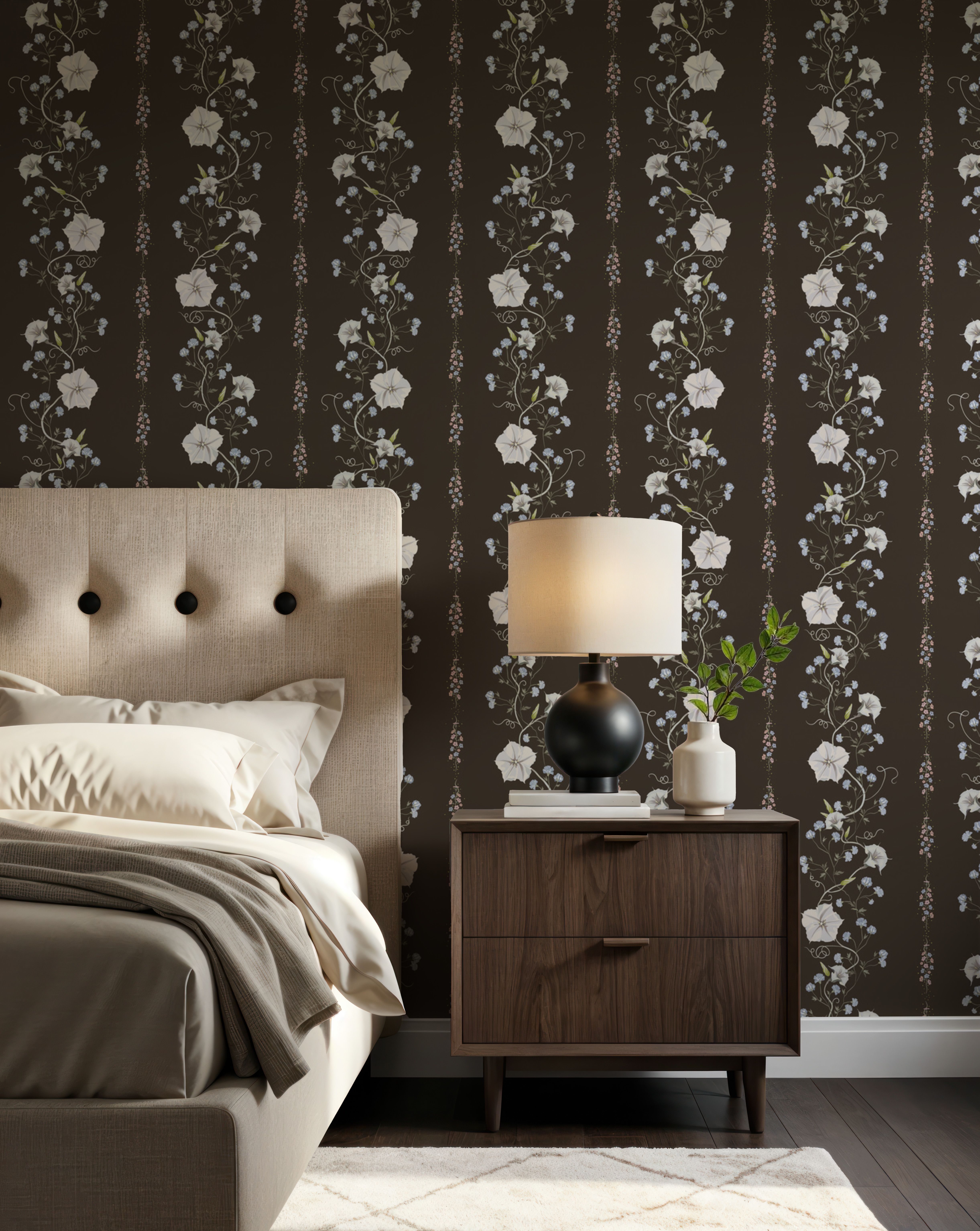 Trailing Flower Stripe, Walnut