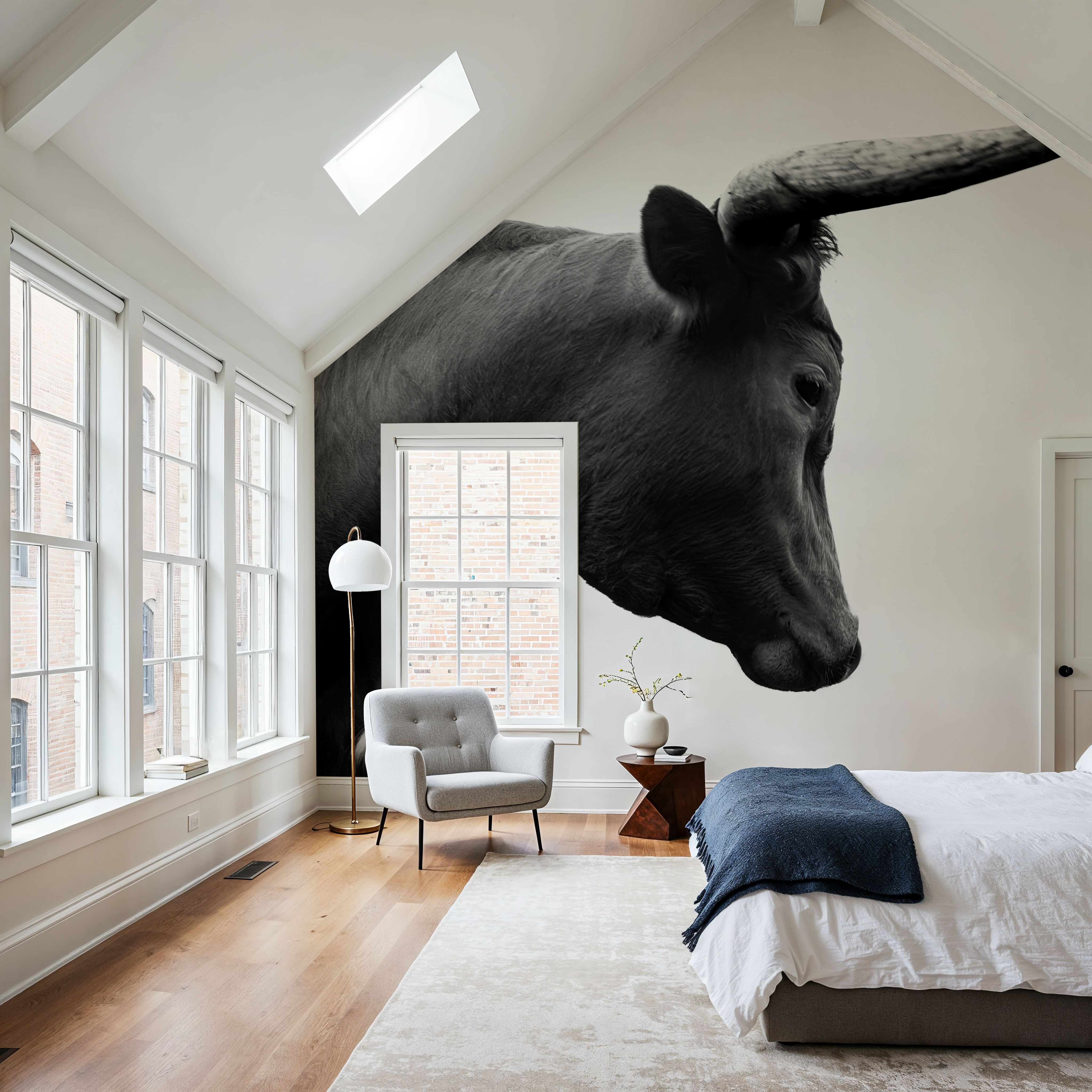 Longhorn Sunset Graze BW