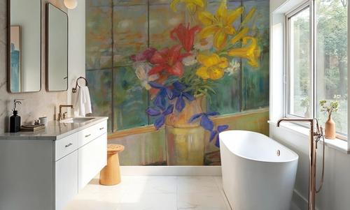 Vase of Colorful Lilies