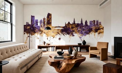 Leeds England Skyline Purple & Gold