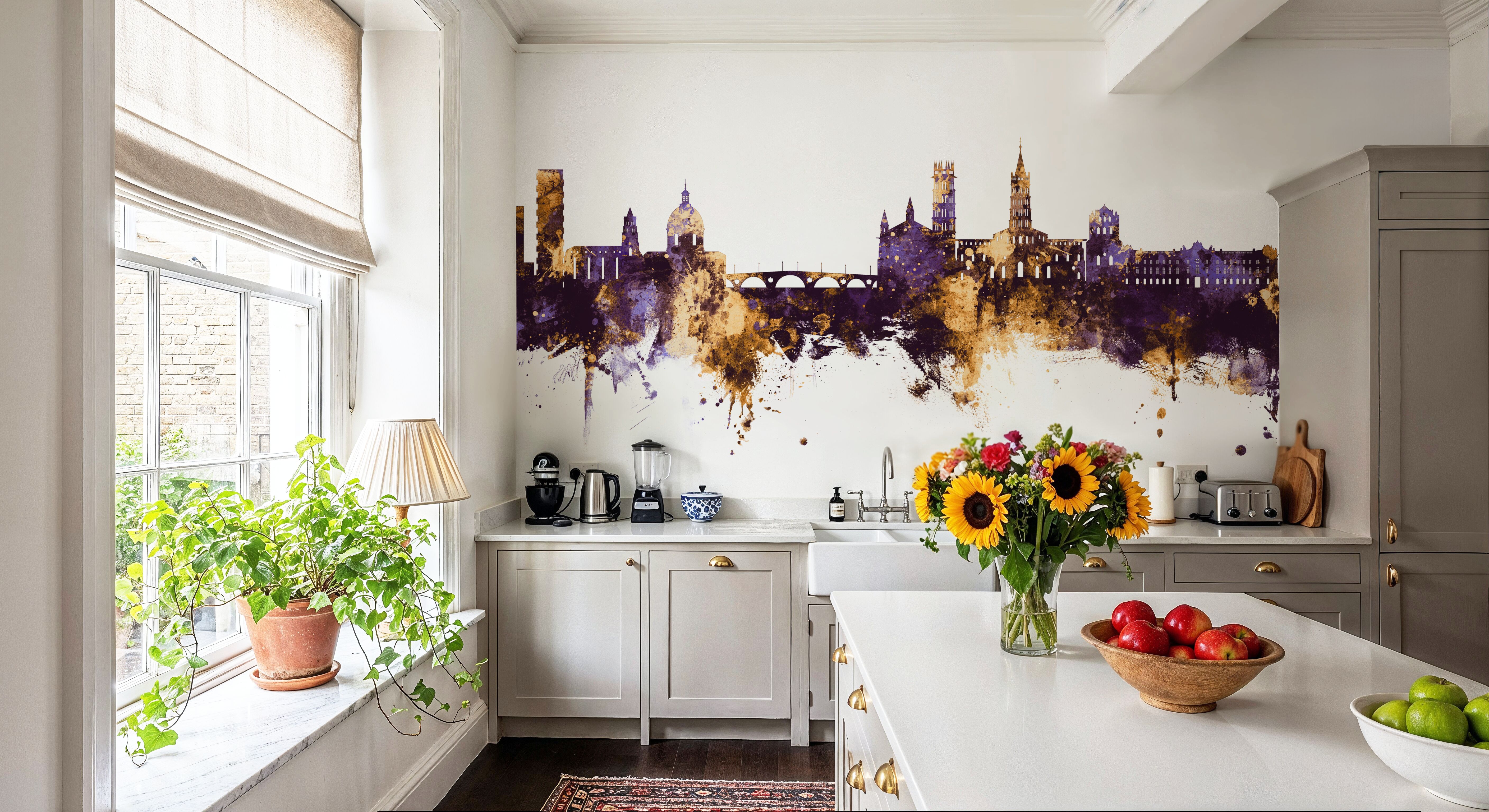 Toulouse France Skyline Purple & Gold