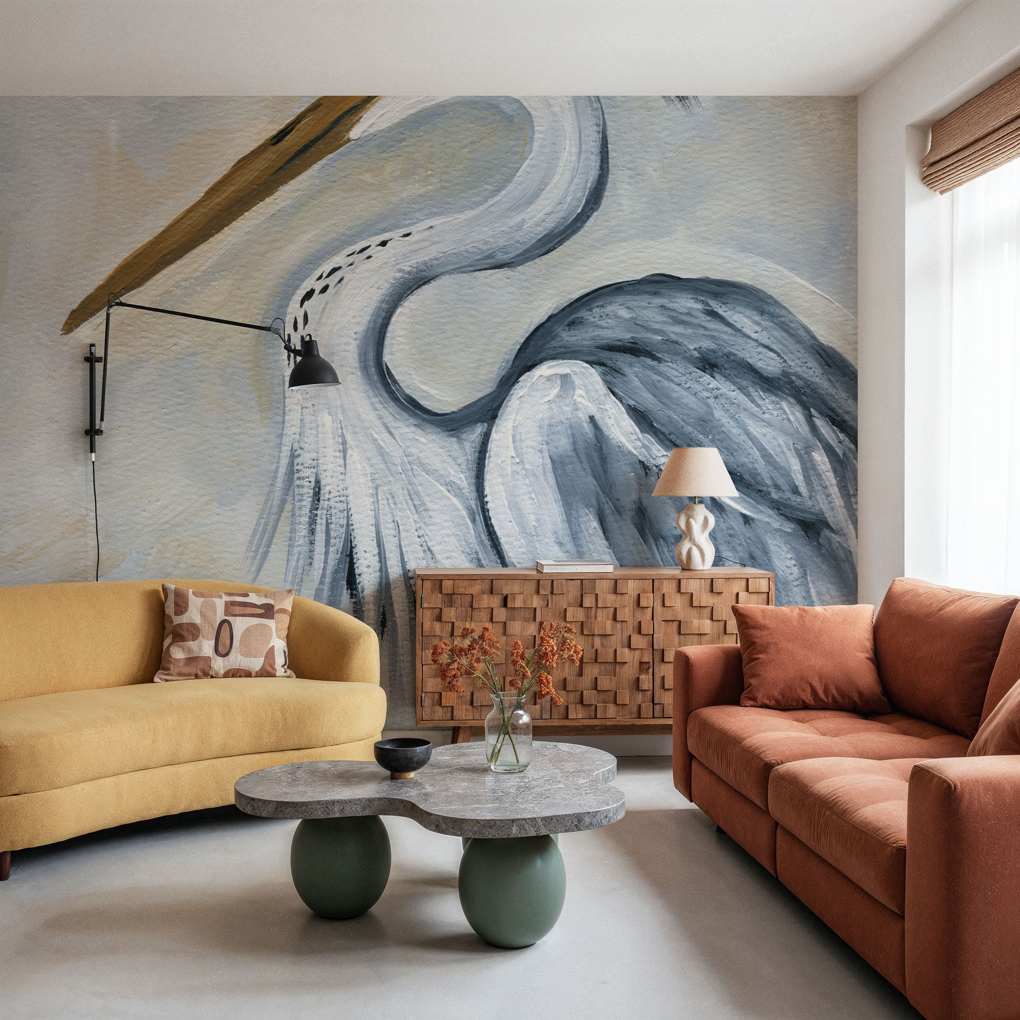 Wall Mural - Blue Heron - Birds Contemporary mural wallpaper - Bedroom - Wallism US - Premium, Textured or Peel & Stick