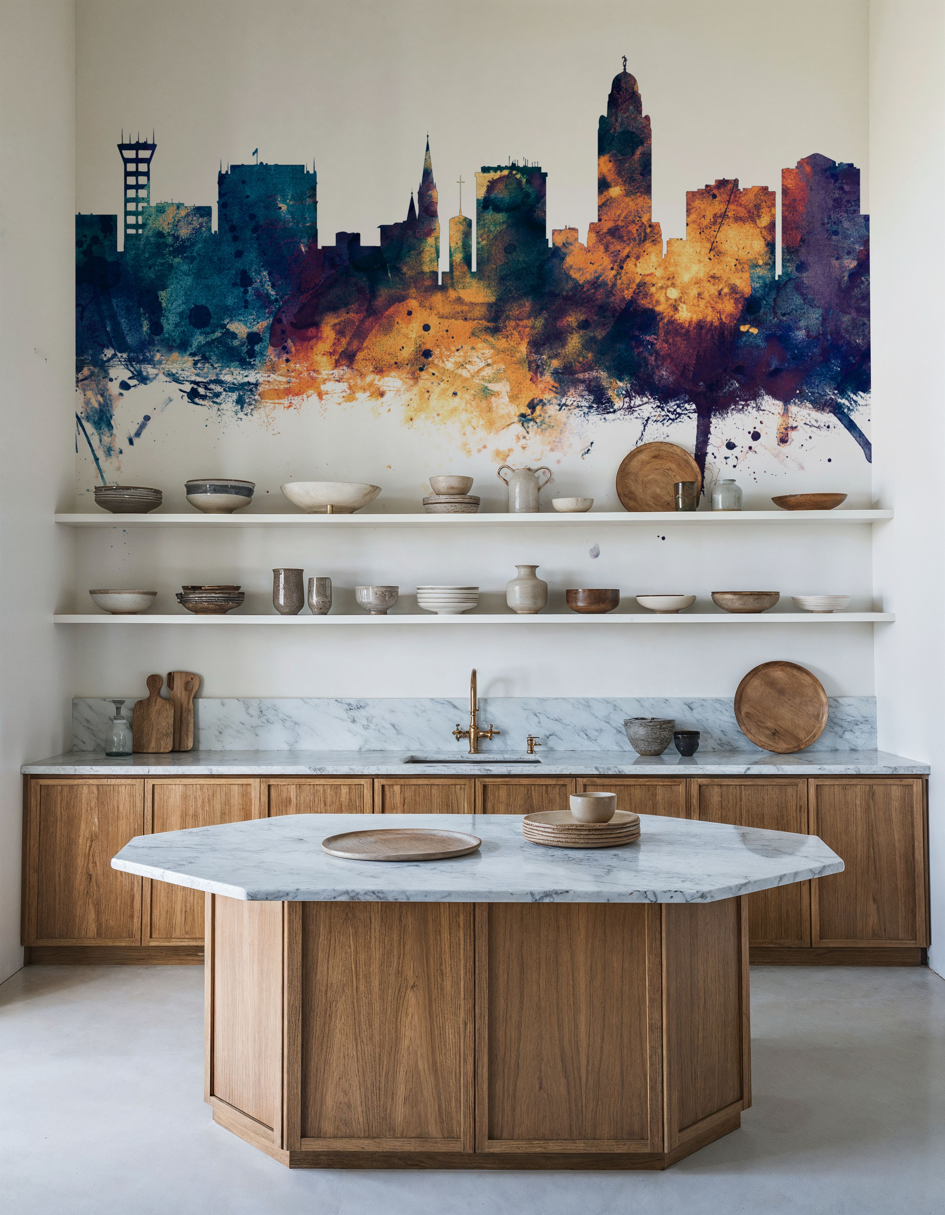 Lincoln Nebraska Skyline Blue & Bronze