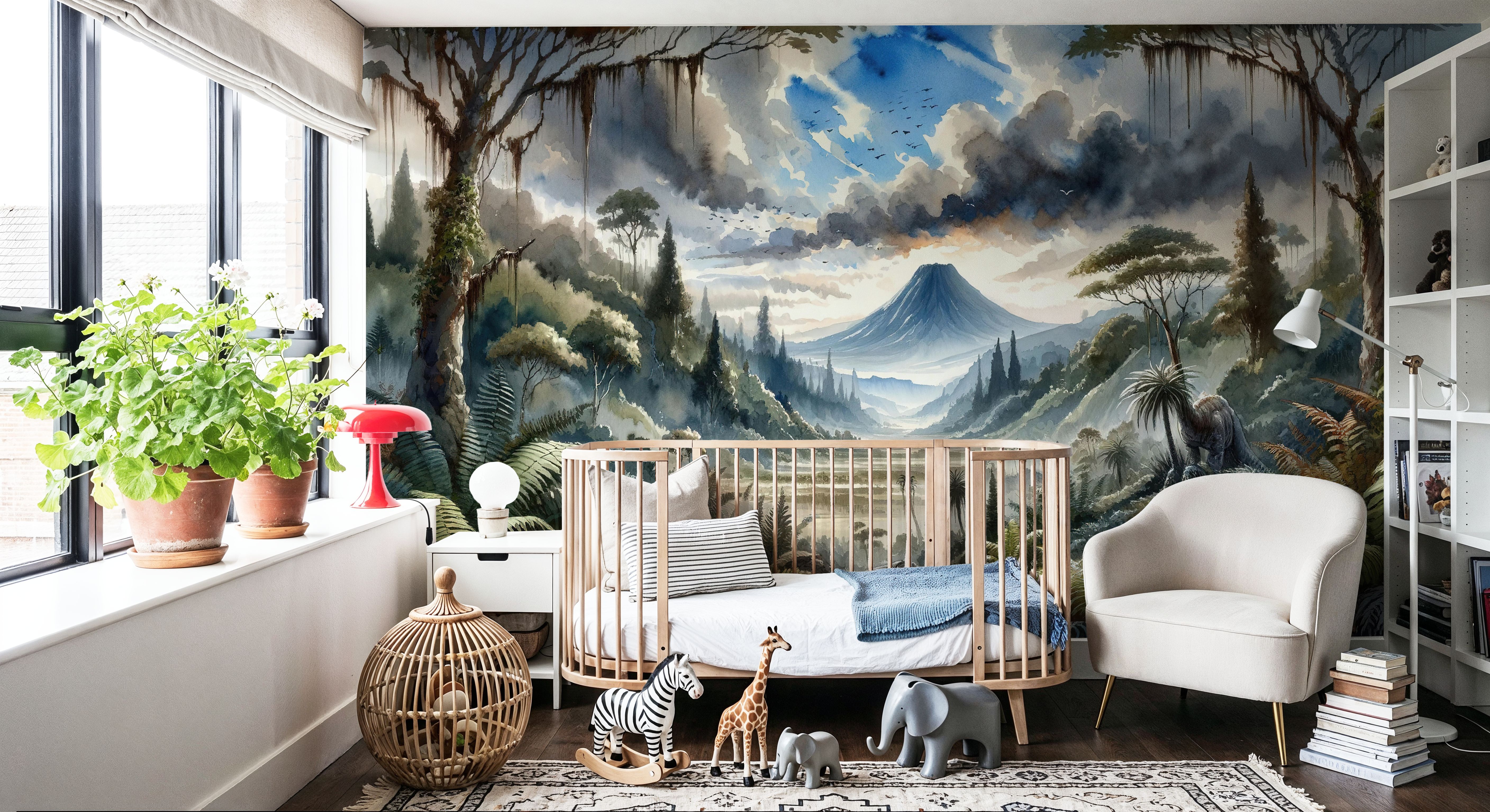 Lush Jungle Valley with Mountains