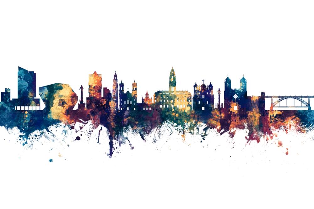 Porto Portugal Skyline Blue & Bronze