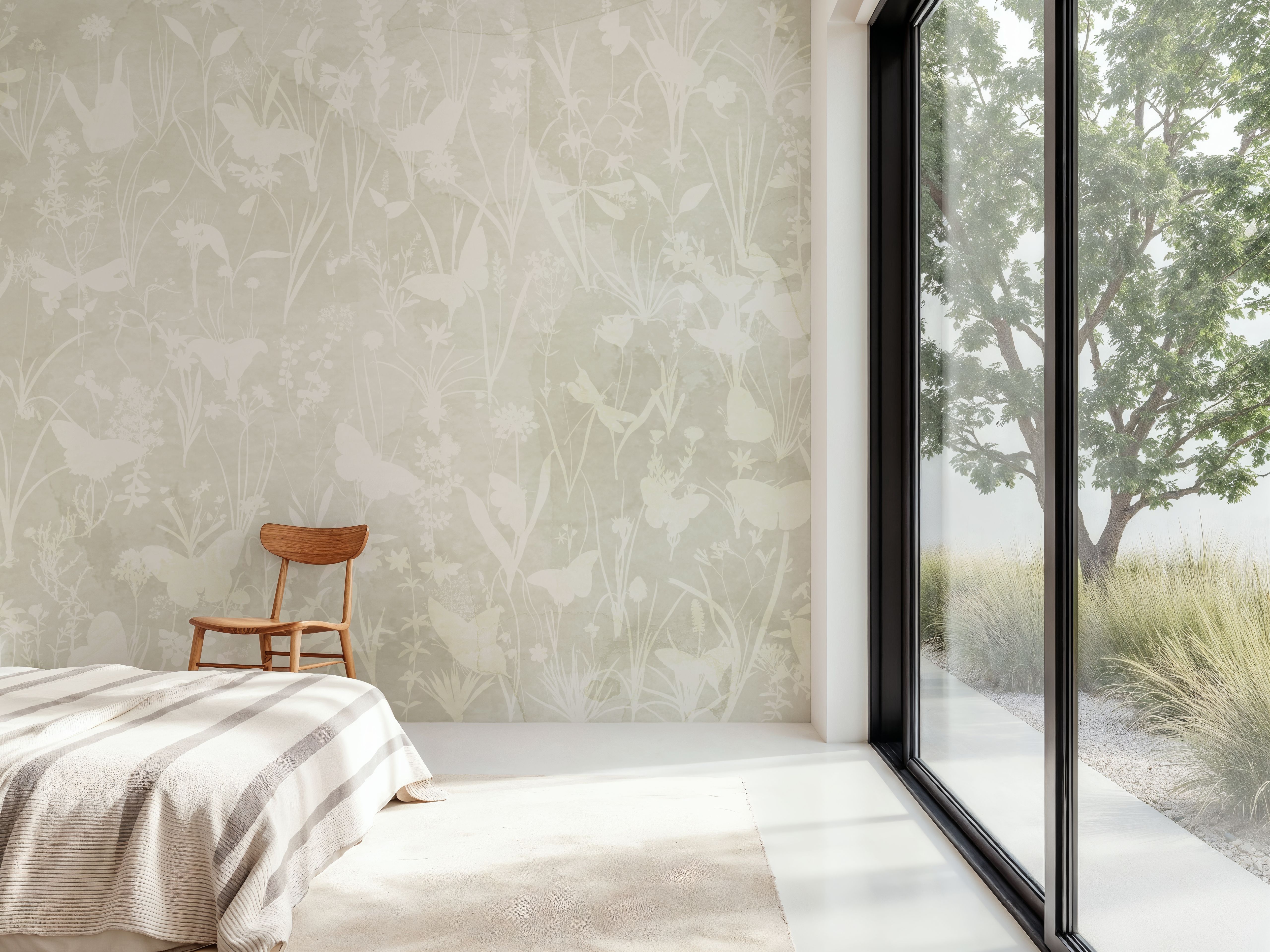 Herbals and Butterflies Double Silhouette Light Green